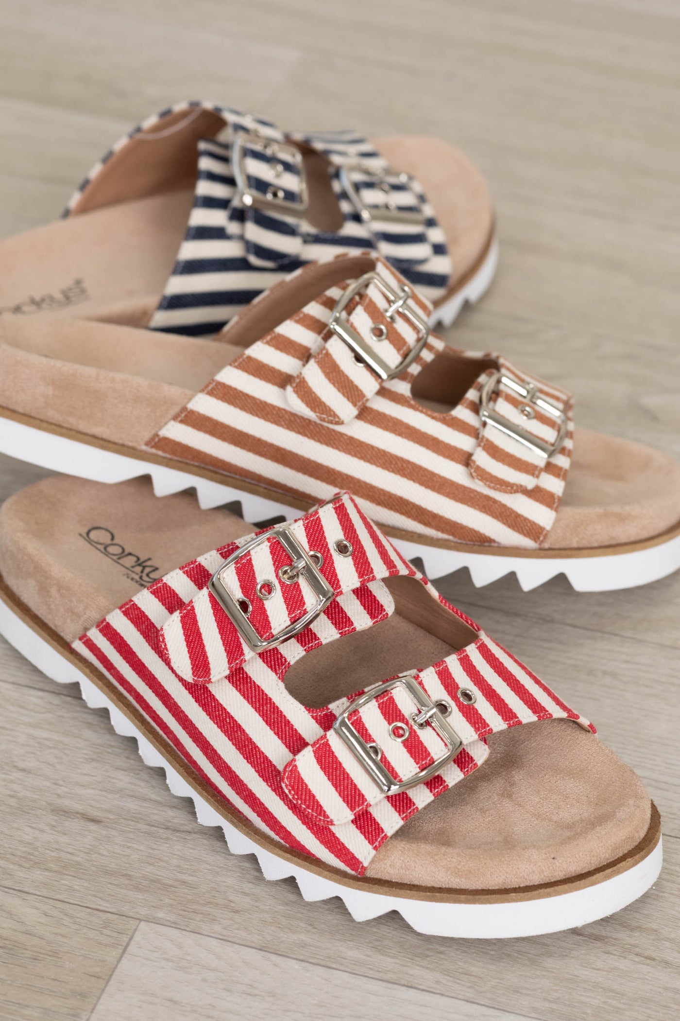 Corkys Natural Stripe Platform Sandals