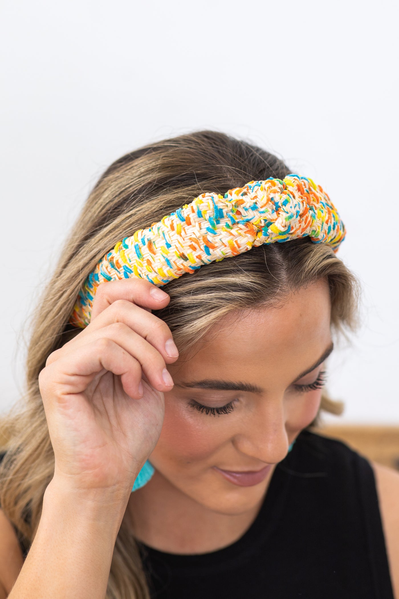 Multicolor Straw Weaving Knot Headband