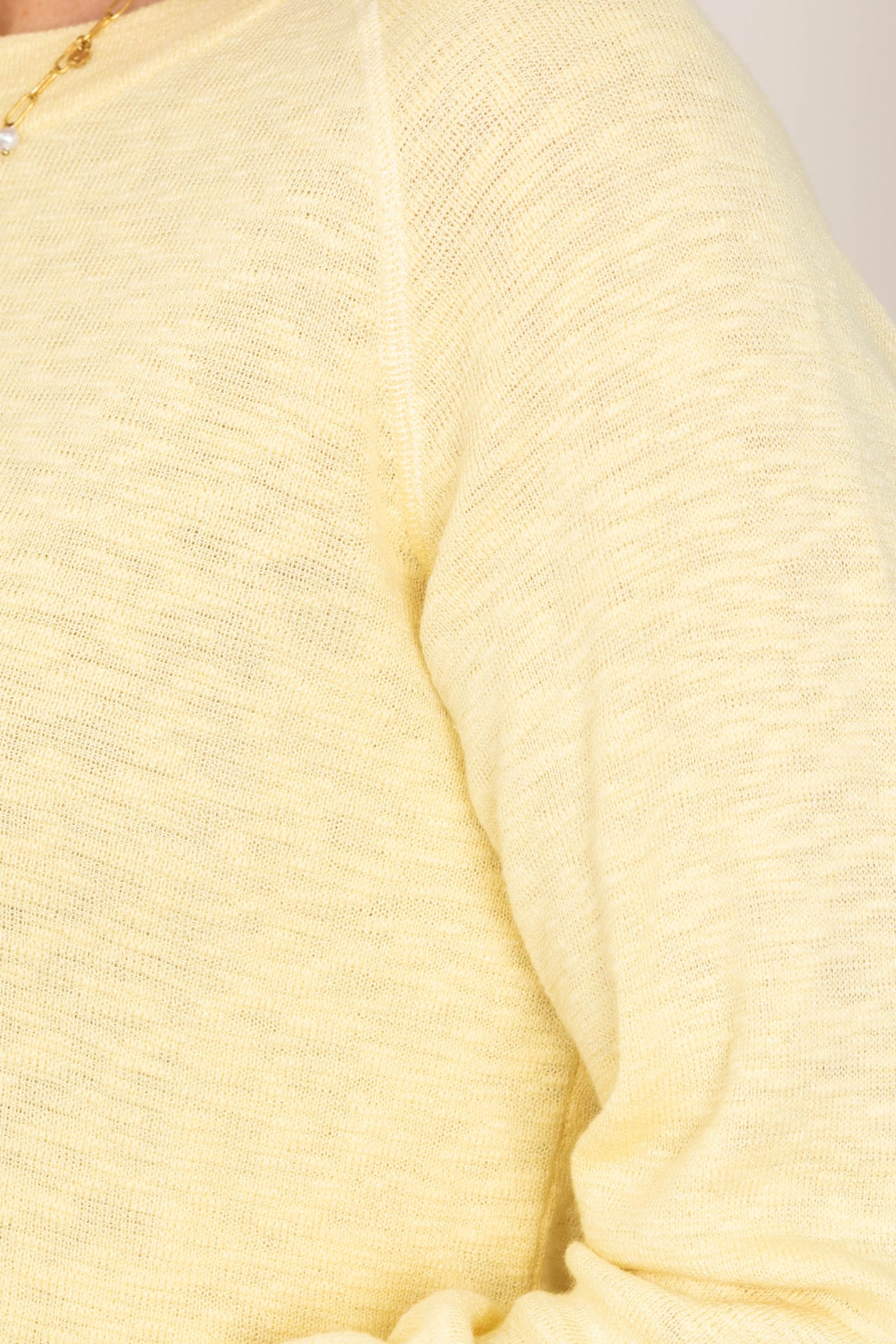 Pastel Yellow Raglan Sleeve Yarn Knit Sweater Top