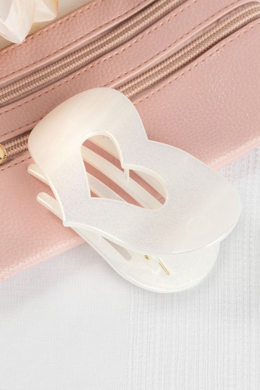 Mother of Pearl Heart Flat Hair Clip