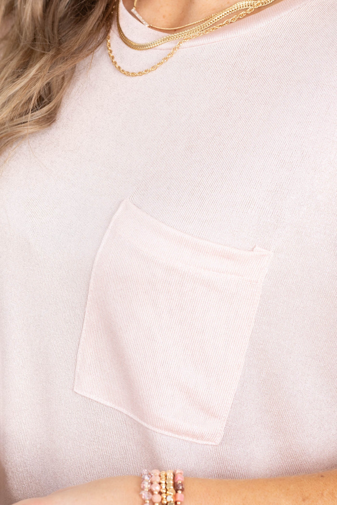Peach Relaxed Fit Shimmering Short Sleeve Knit Top