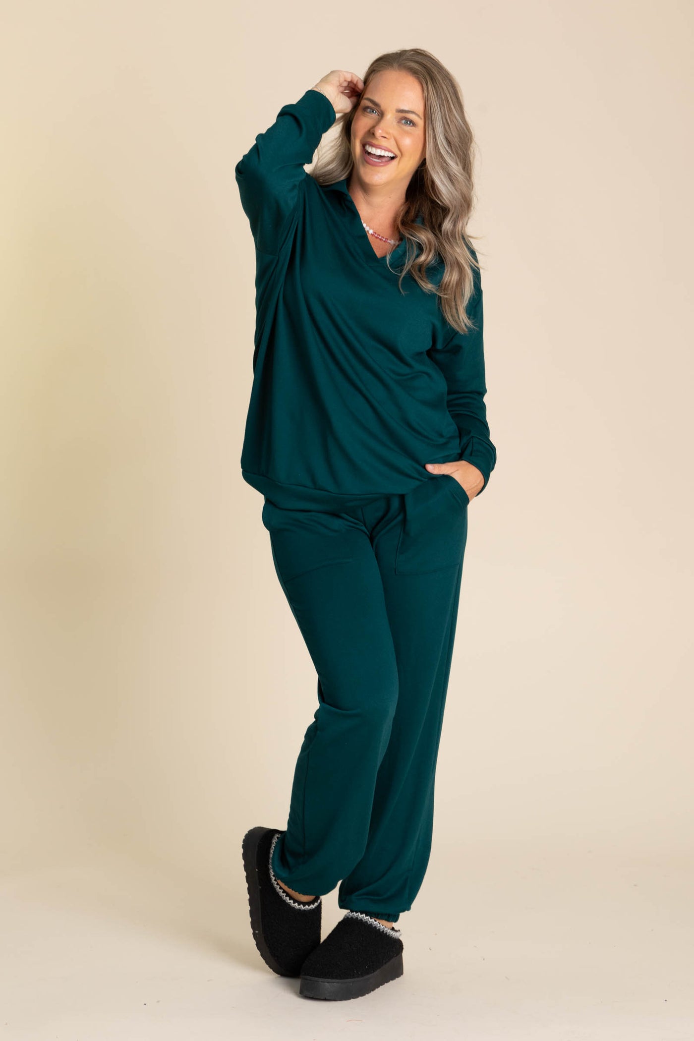 Butter Soft Collared Top And Joggers Sets