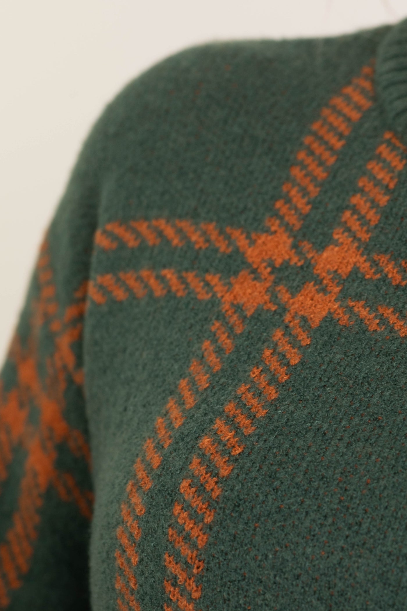 Hunter Green And Rust Plaid Jacquard Sweater