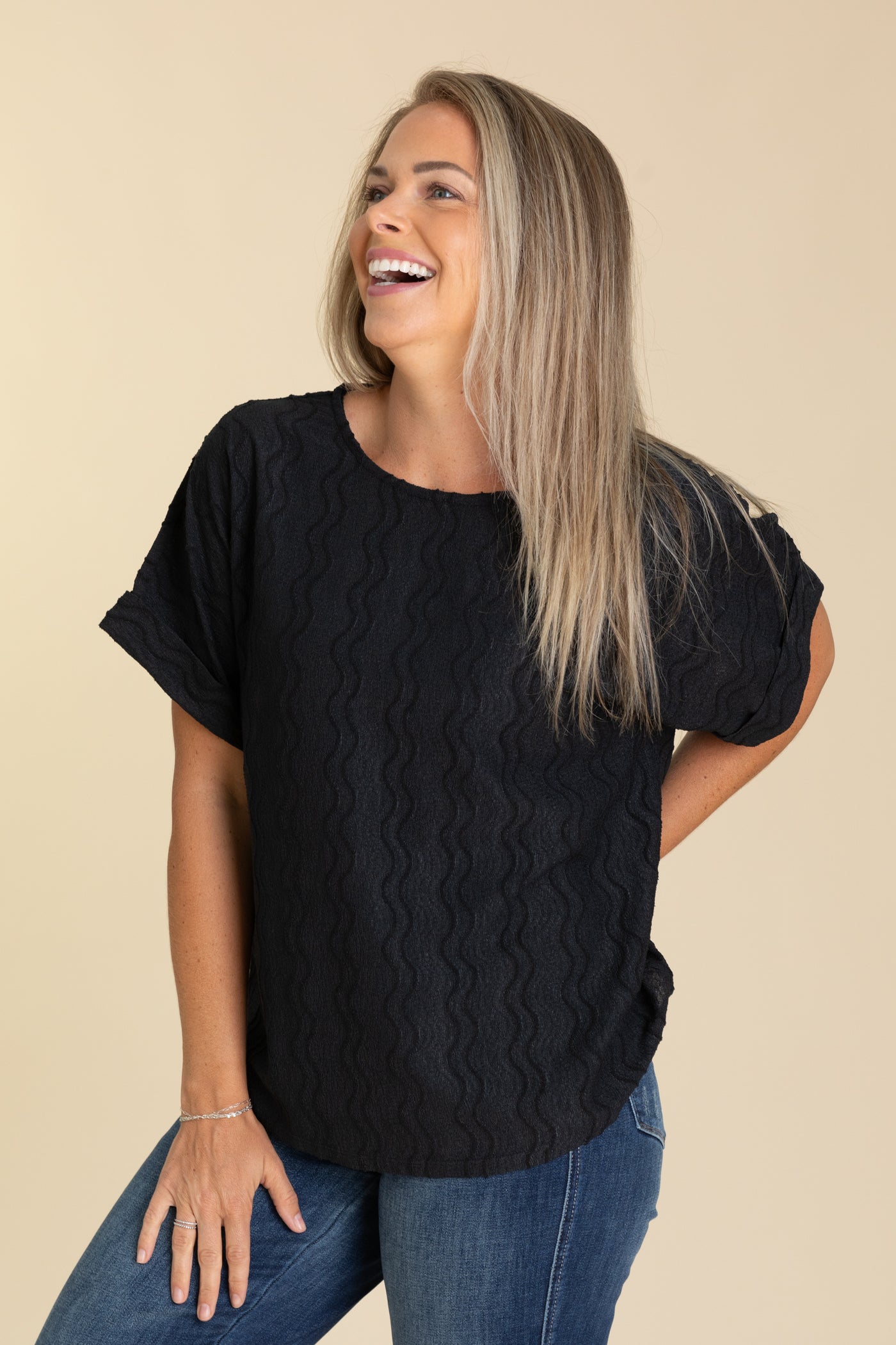 Textured Short Sleeve Top