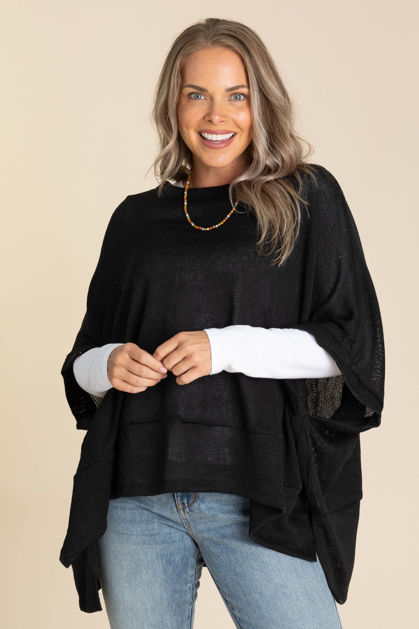 Oversized Poncho Sweater Knit Tops
