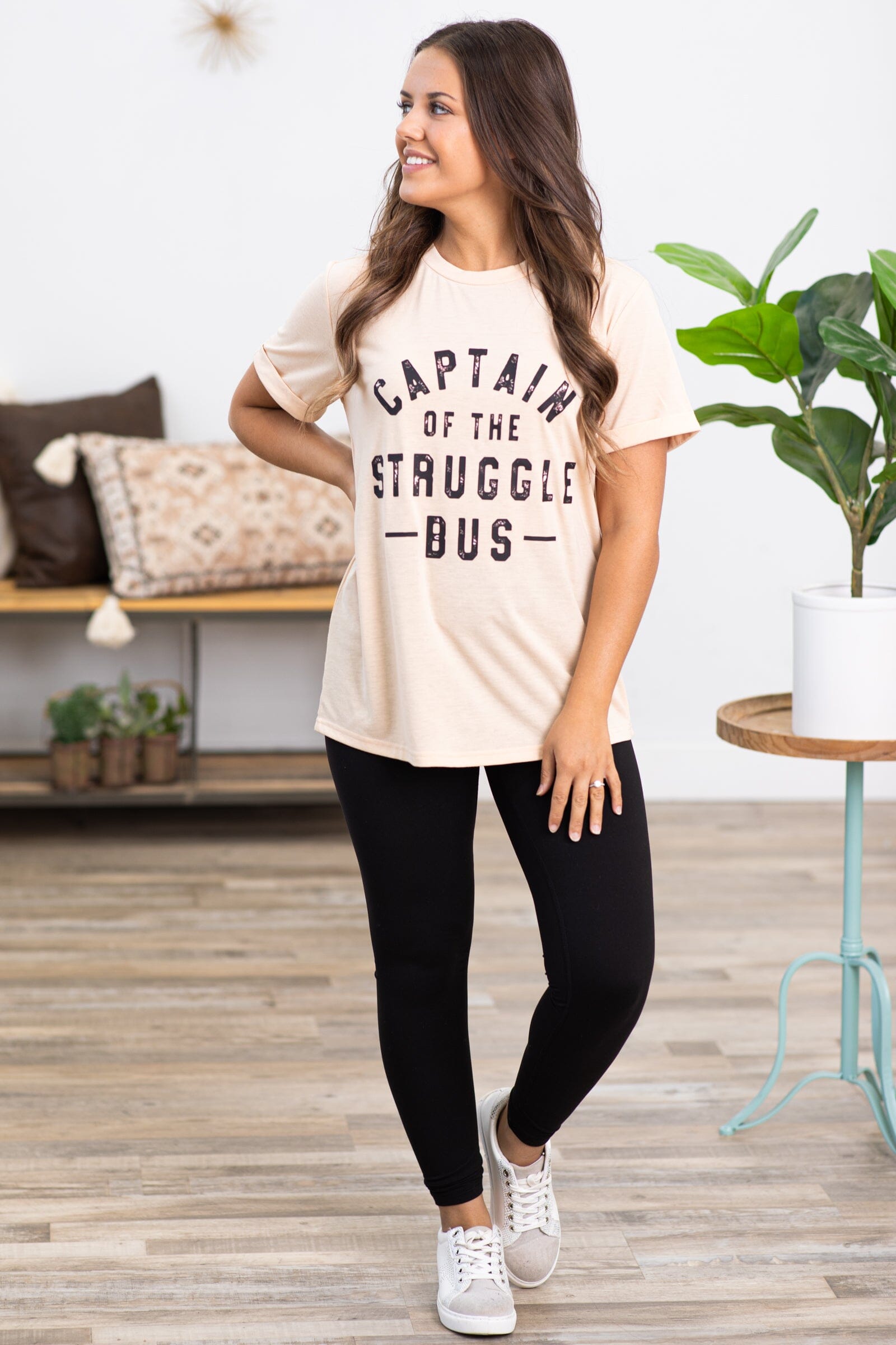 Beige Captain of The Struggle Bus Graphic Tee - Filly Flair