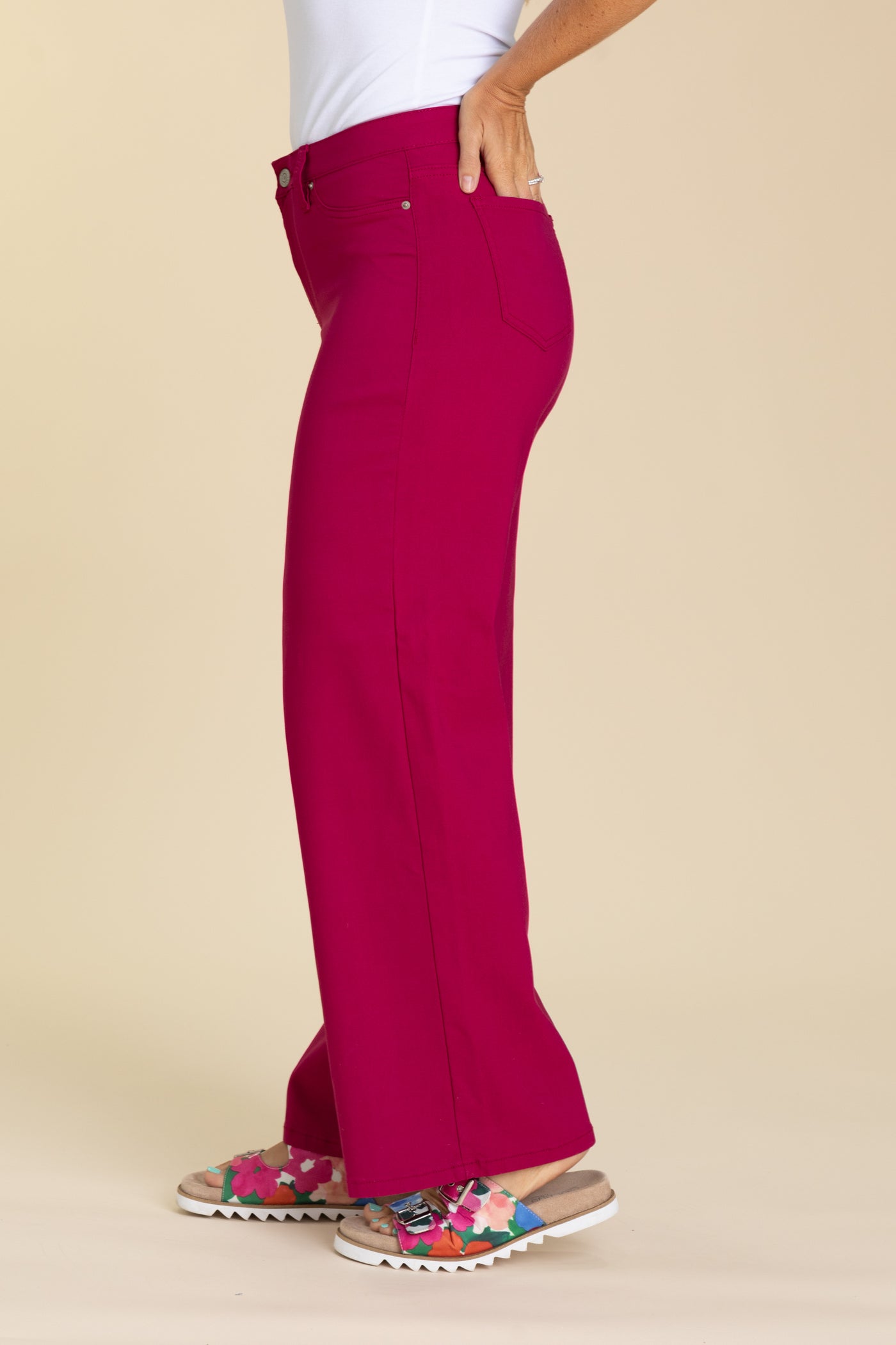 YMI Dark Fuchsia Hyperstretch Wide Leg Pants