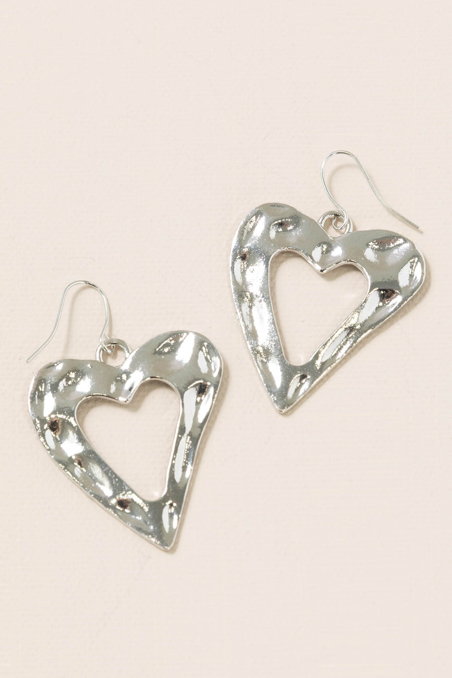 Silver Hammered Heart Earrings