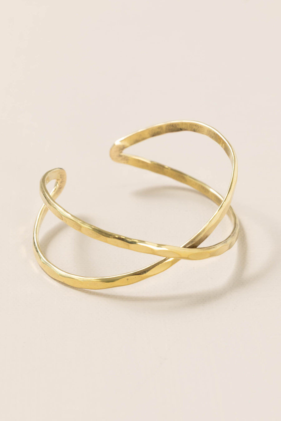 Gold Hammered Crisscross X Cuff