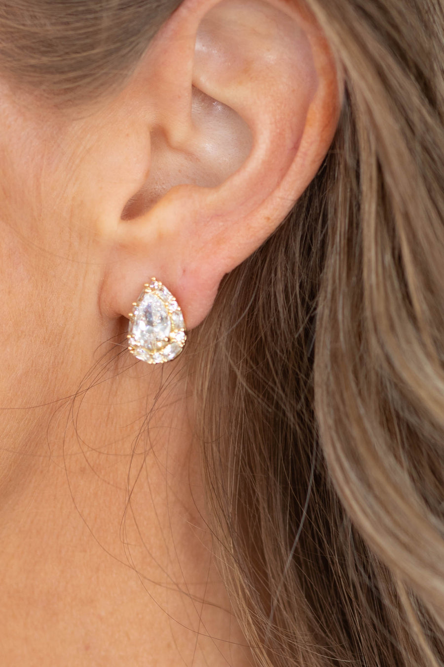Drop Crystal Stud Earrings