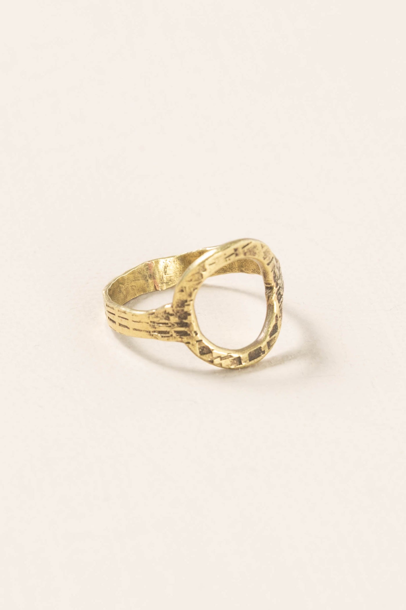 Gold Textured Circle Ring
