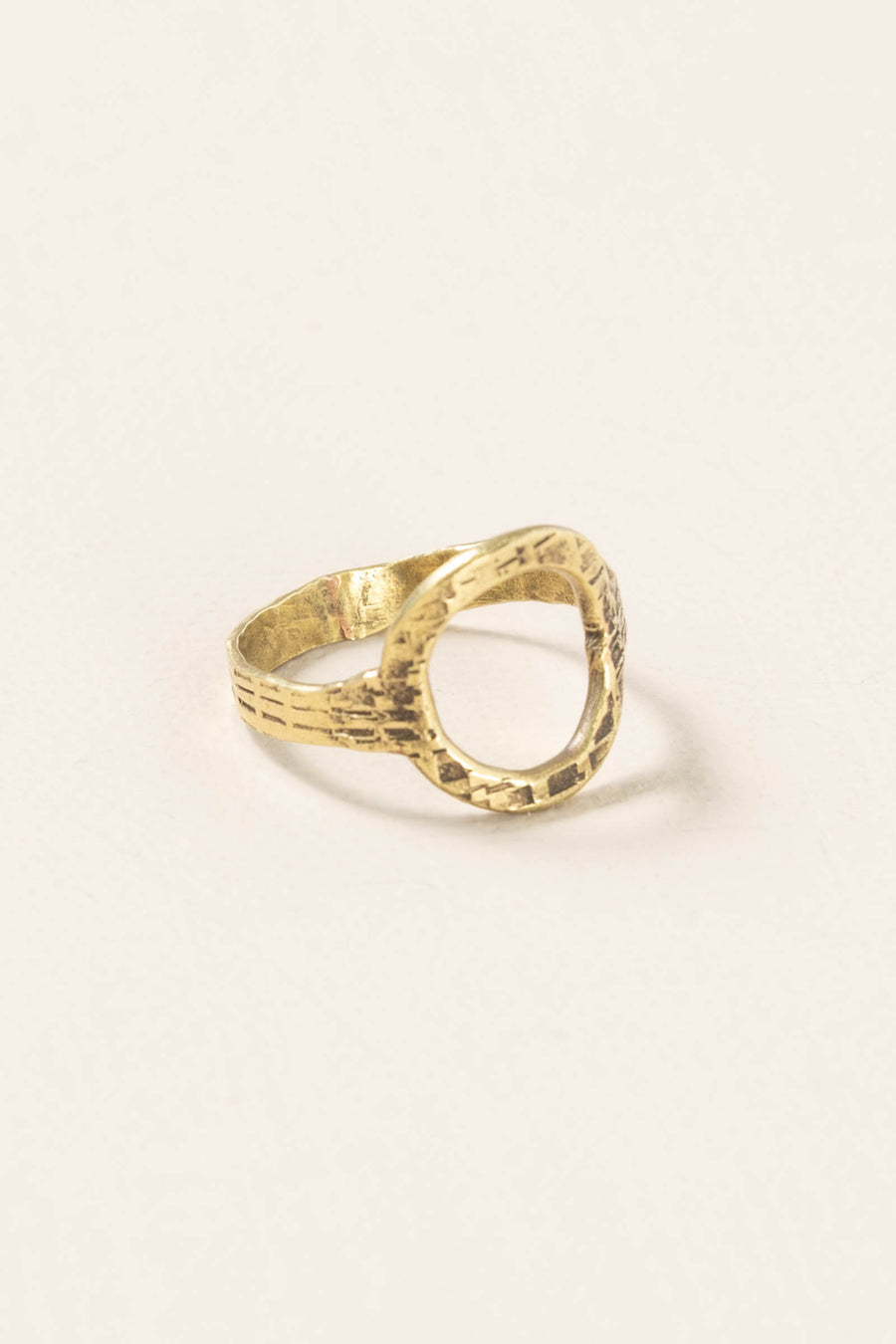 Gold Textured Circle Ring