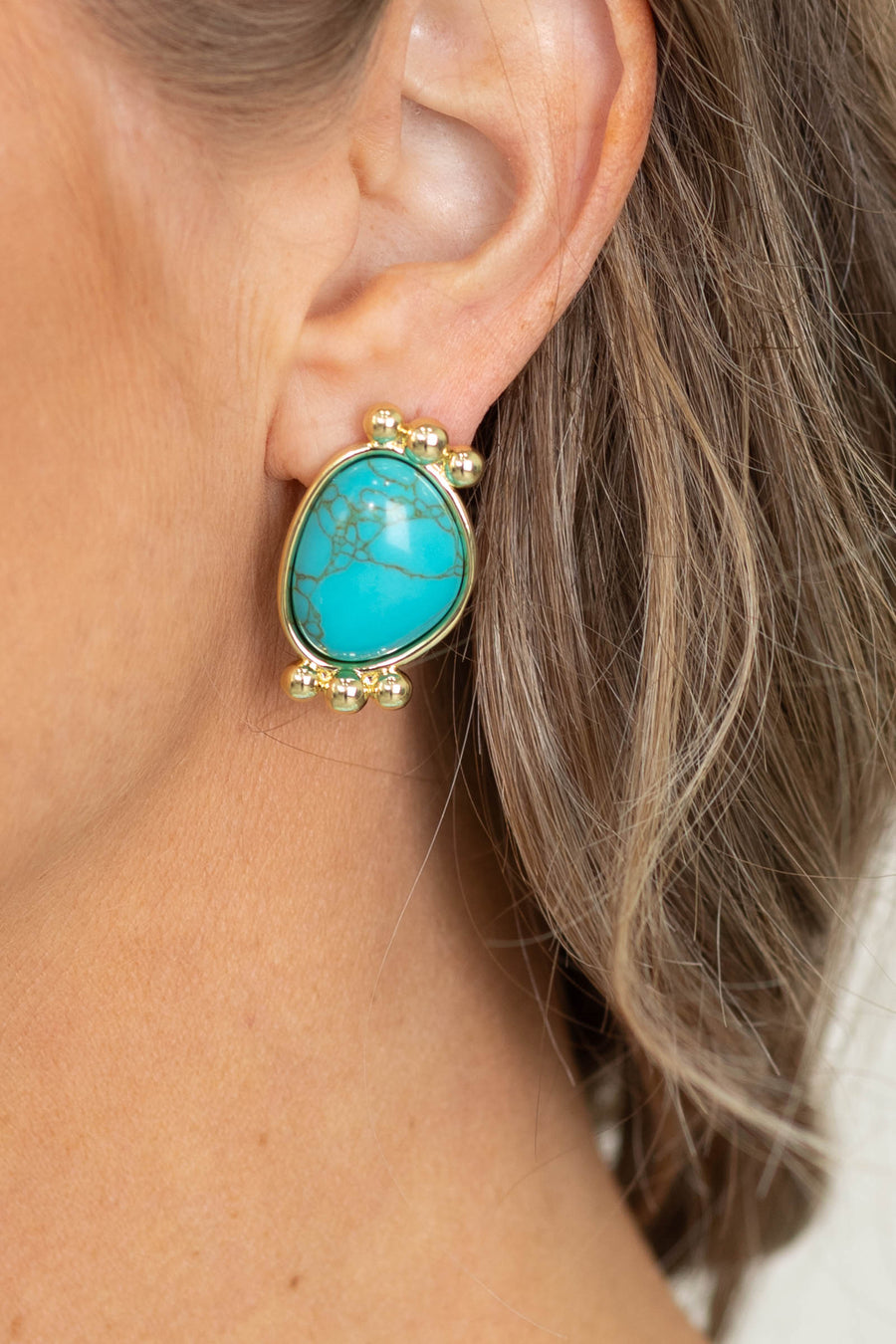Turquoise Gold Serenity Stud Earrings