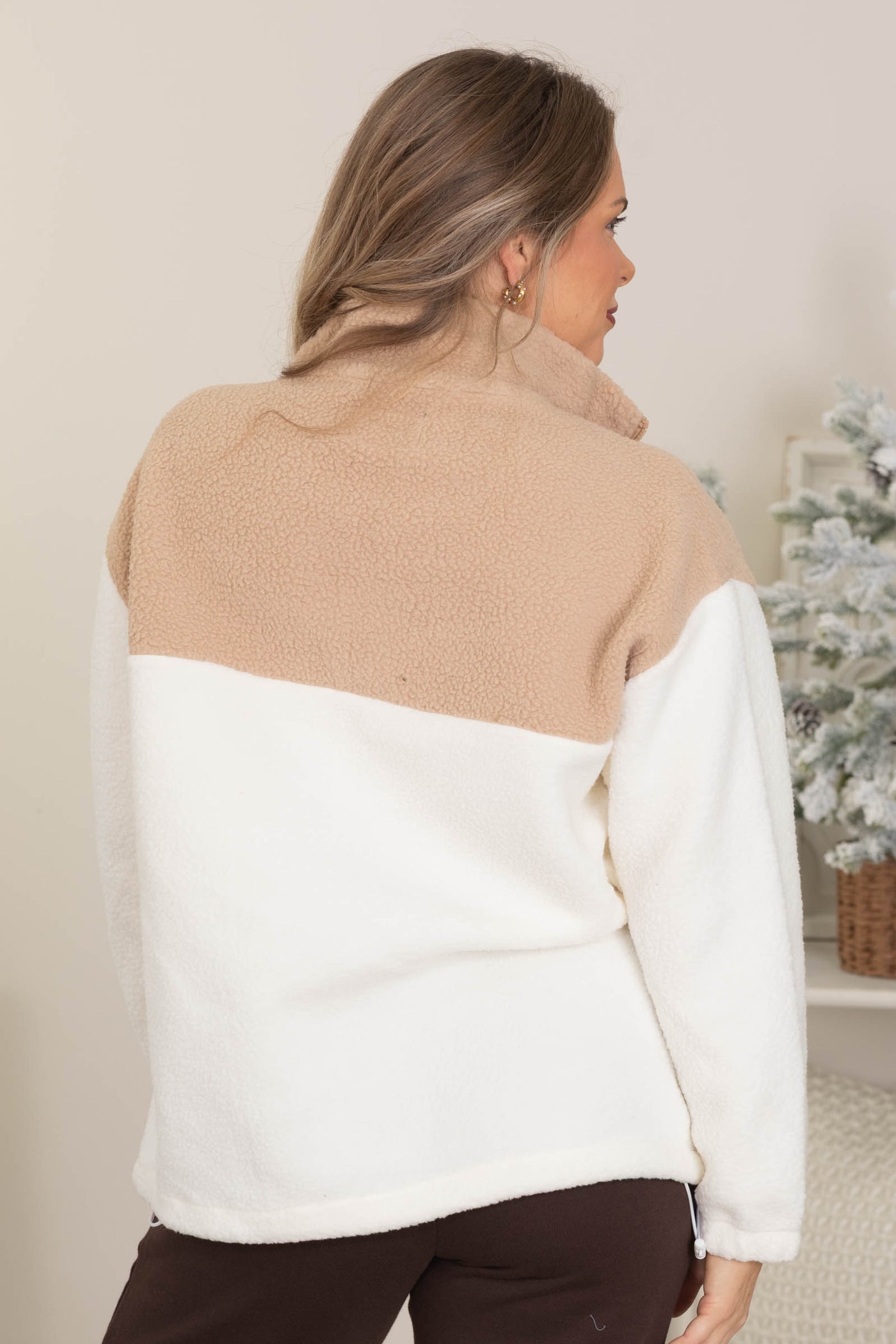 Colorblock Sherpa Drawstring Jackets