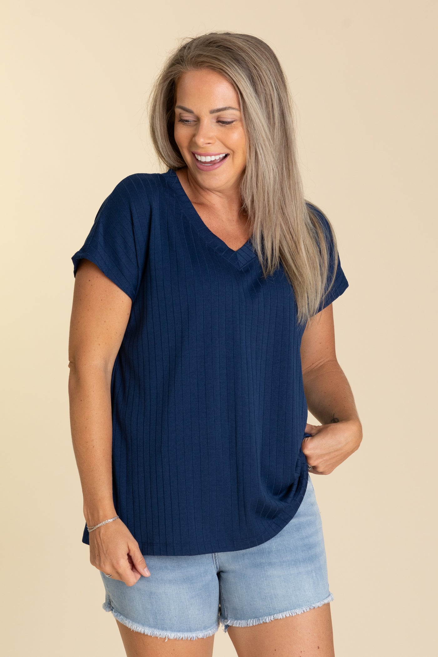 Ribbed V-Neck Top