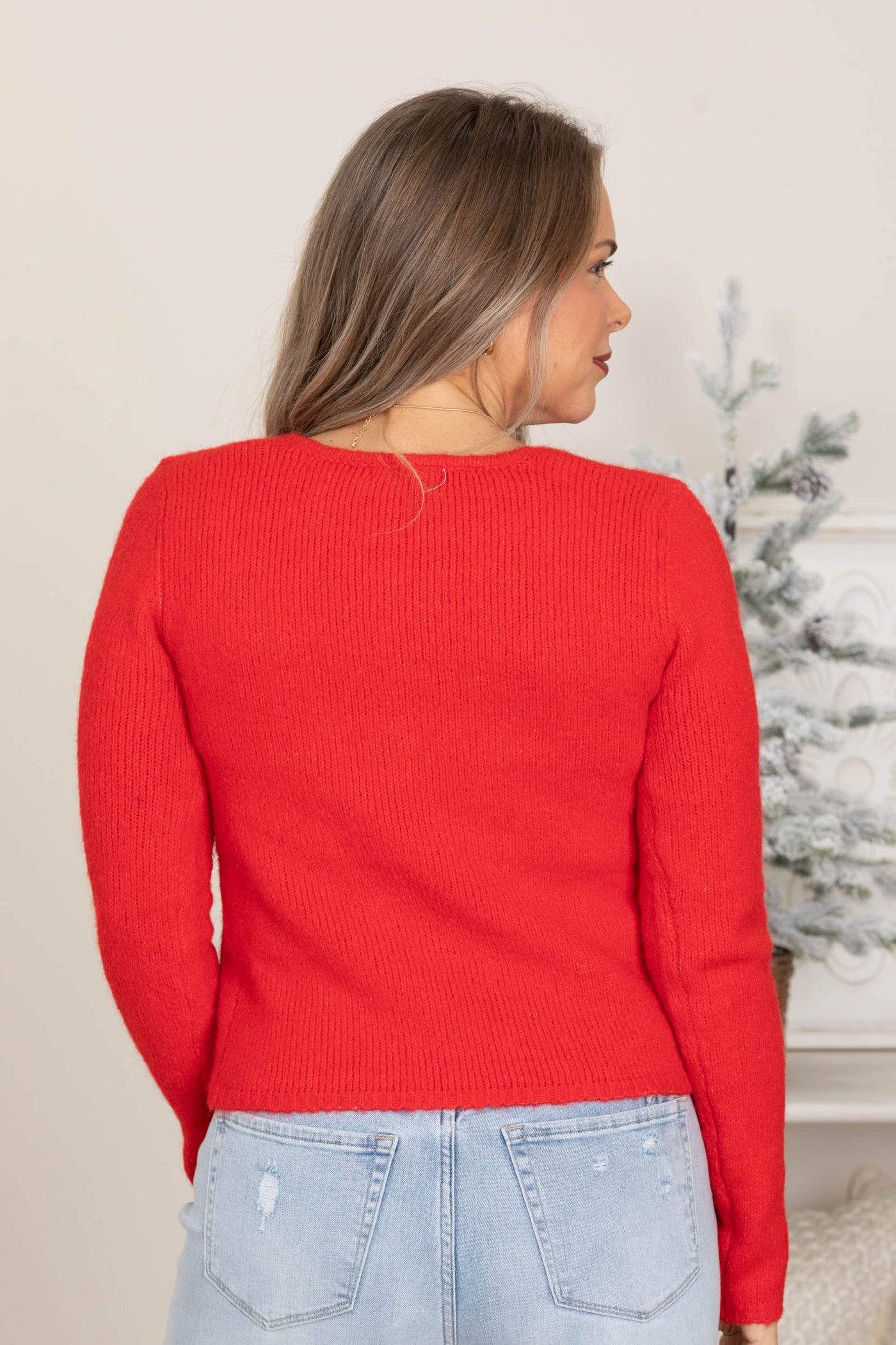 Red Ultra Soft Tie Detail Cardigan Top