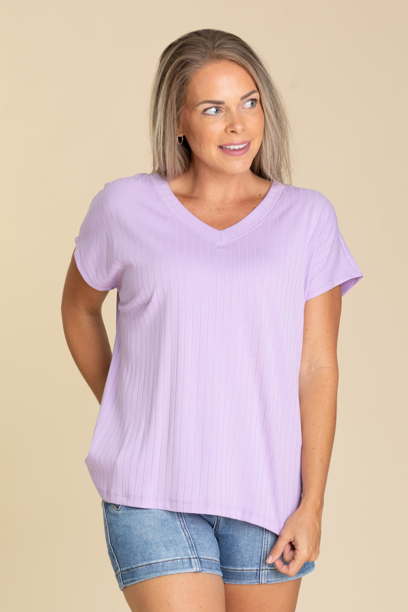 Ribbed V-Neck Top