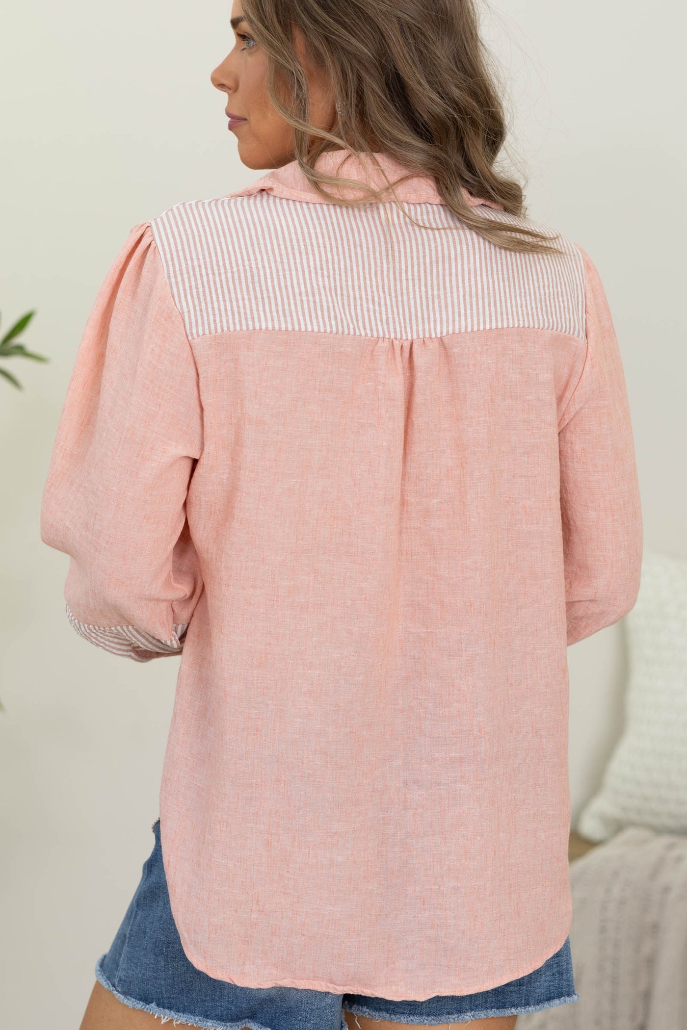 Relaxed Fit Mixed Pattern Button Down Shirt