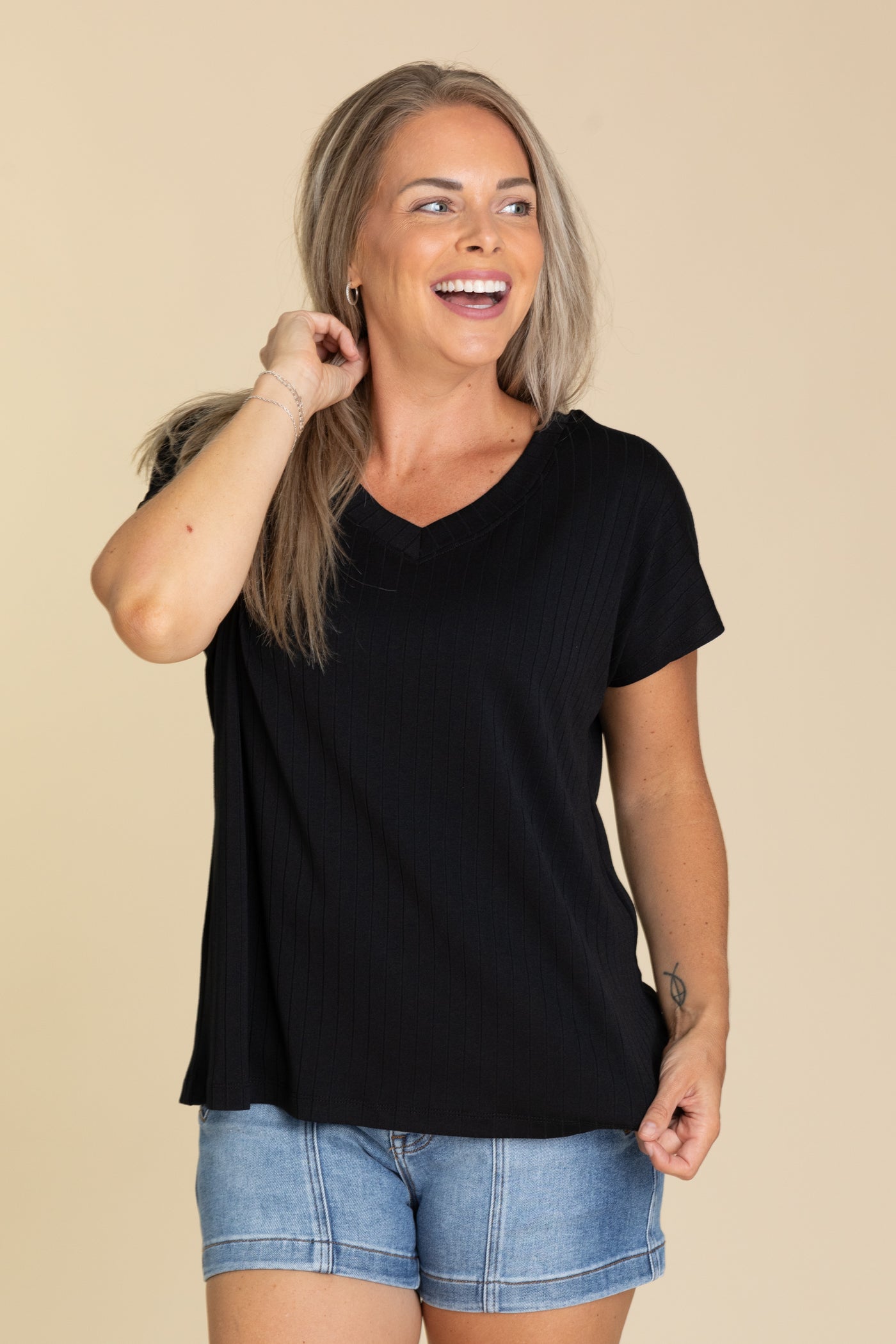 Ribbed V-Neck Top