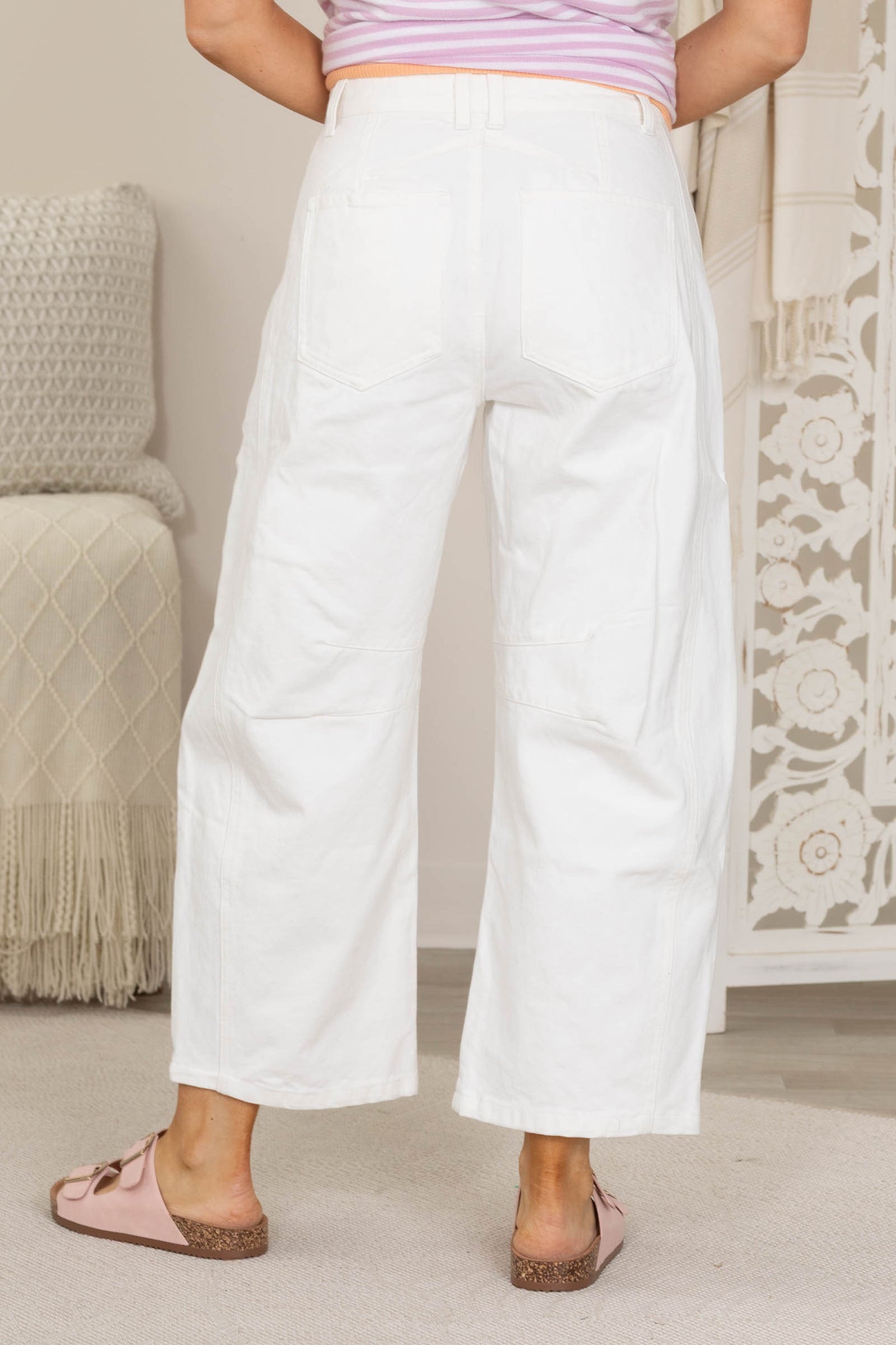 White Denim Barrel Jeans