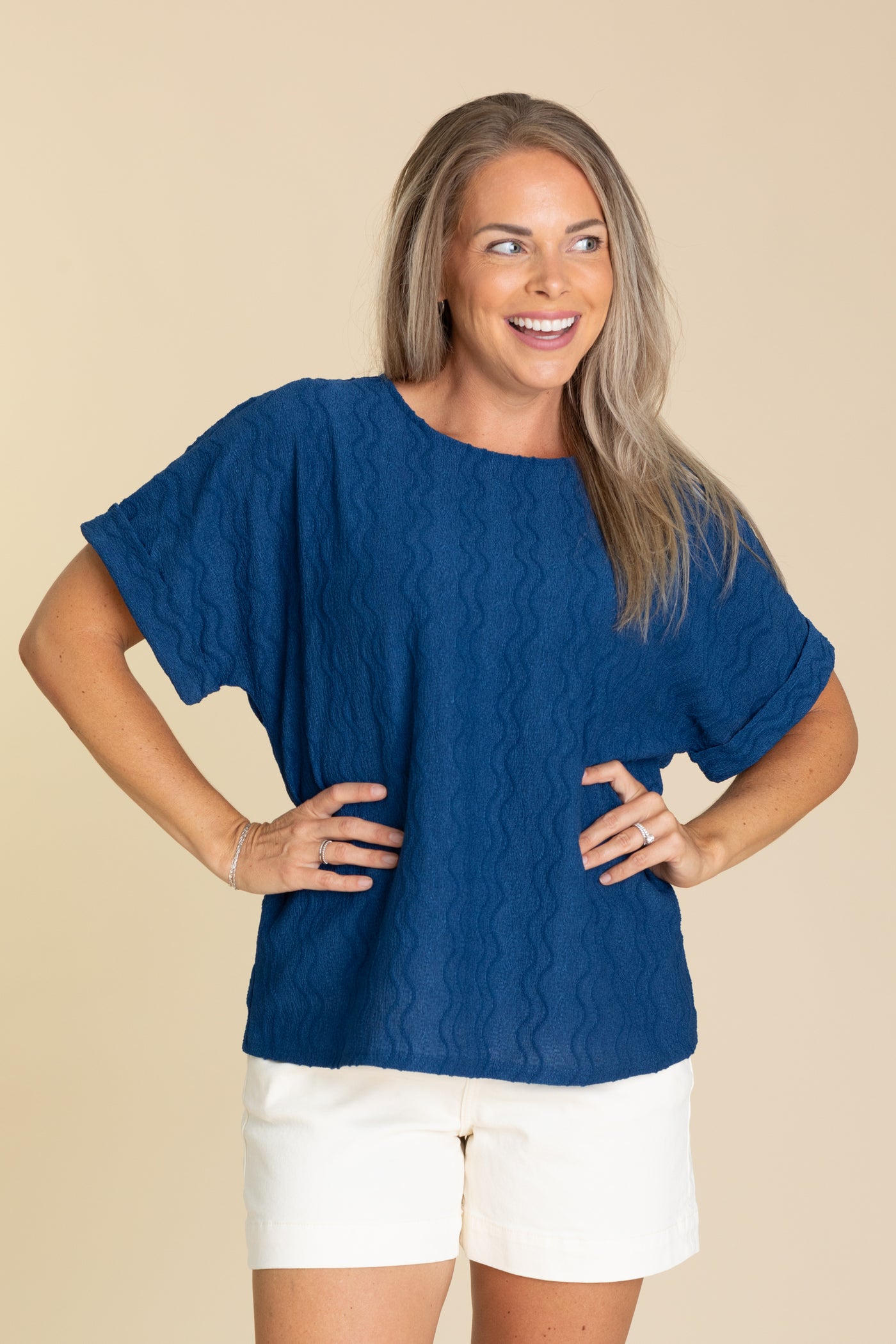 Textured Short Sleeve Top