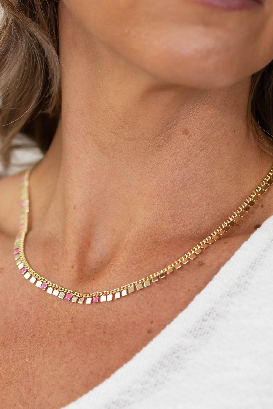 Erimish Pink Cooper Chain Necklace