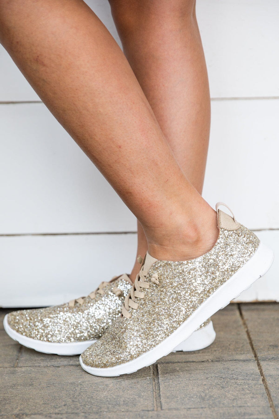 Gold Glitter Sneakers - Filly Flair