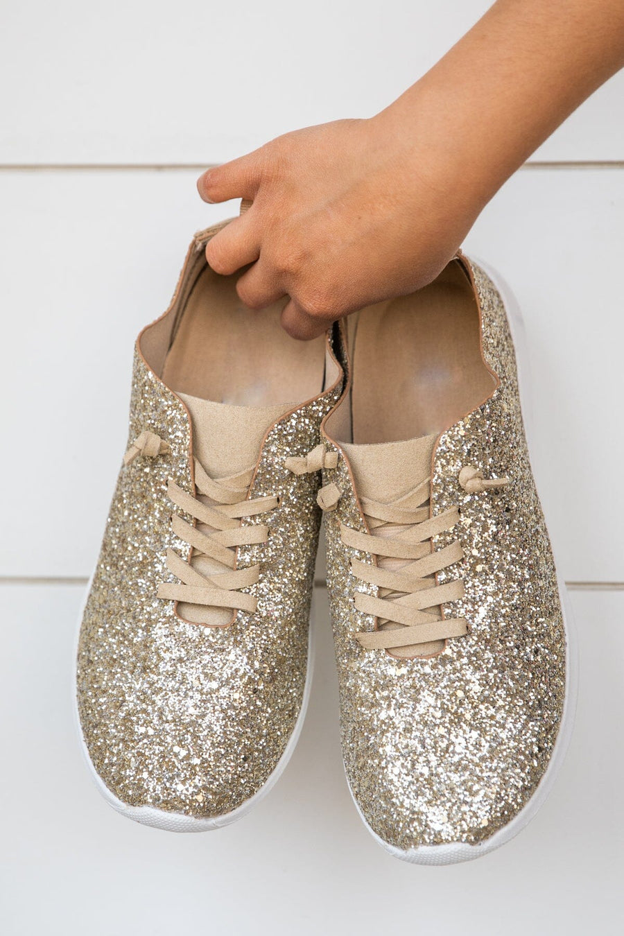 Gold Glitter Sneakers - Filly Flair
