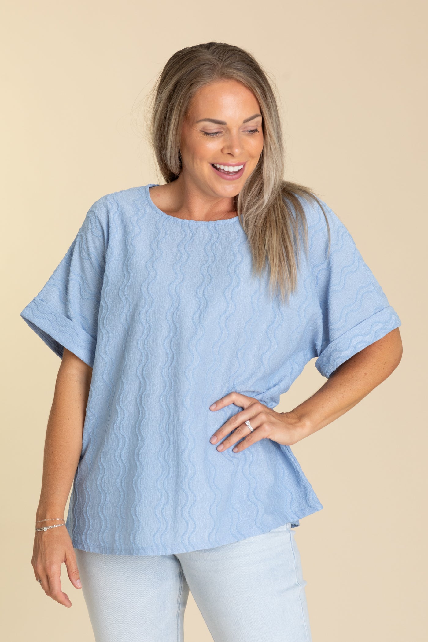 Textured Short Sleeve Top