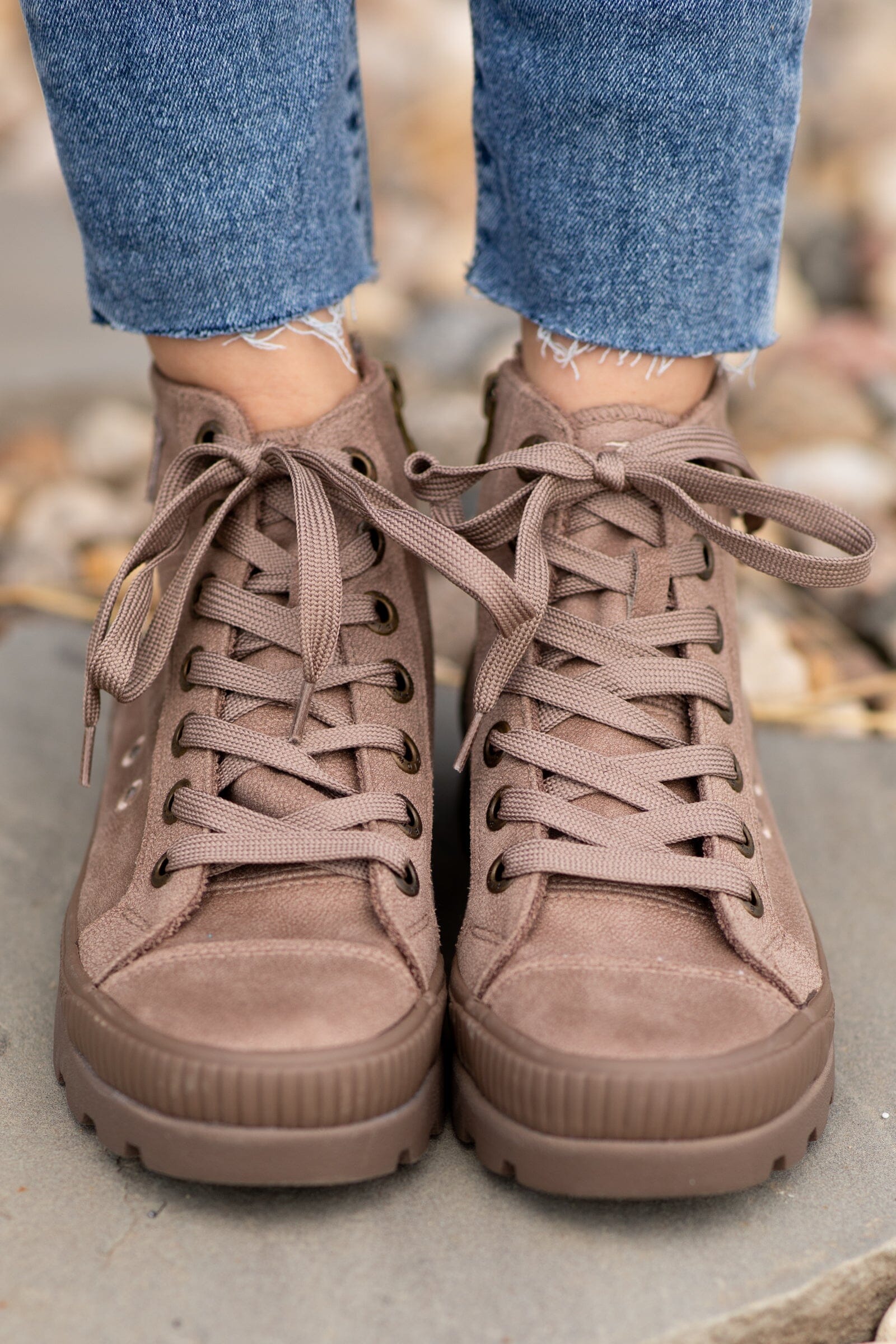 Mocha High Top Lug Sole Sneakers - Filly Flair