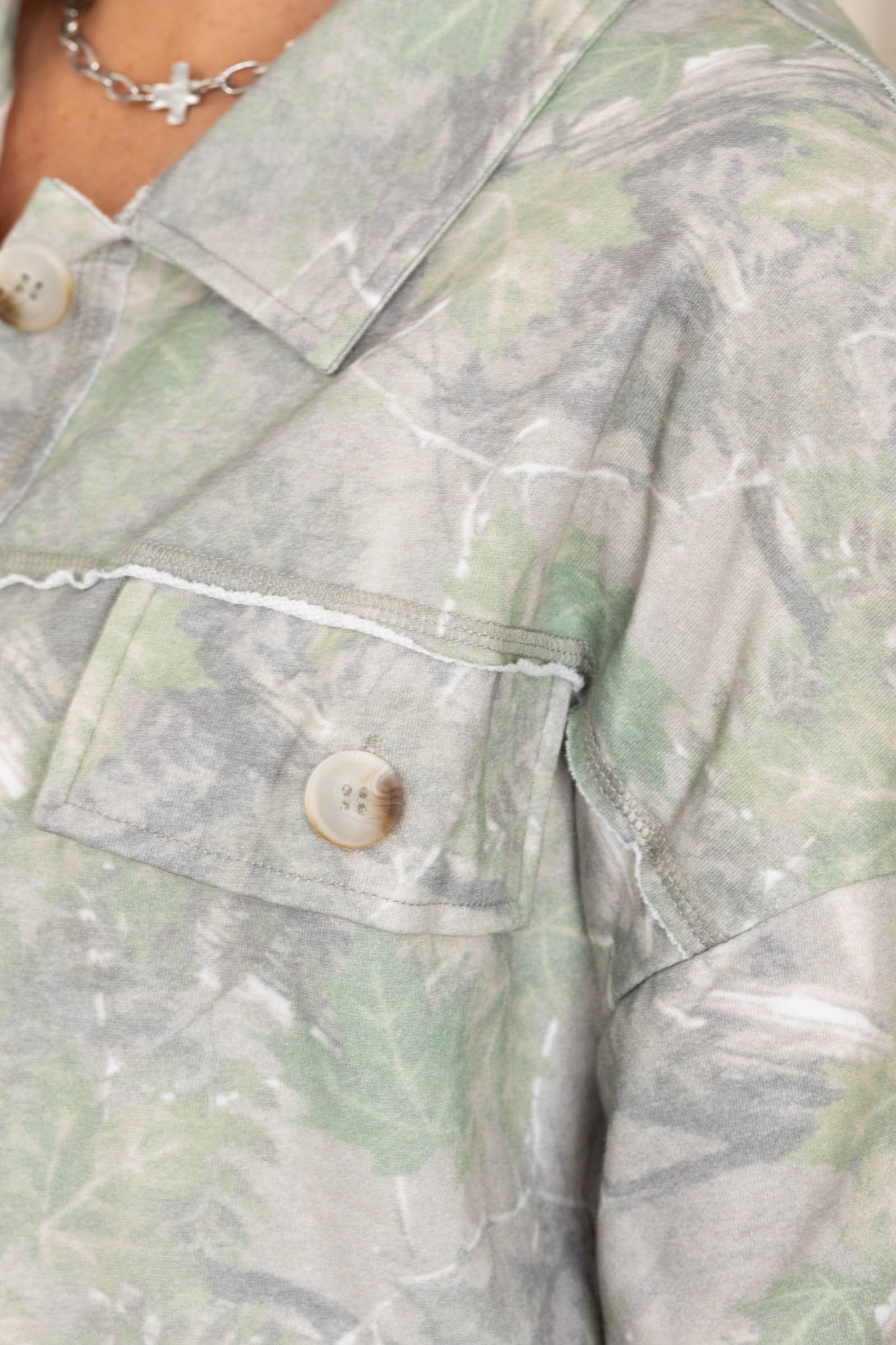 Camo Print Oversized Knit Casual Shacket