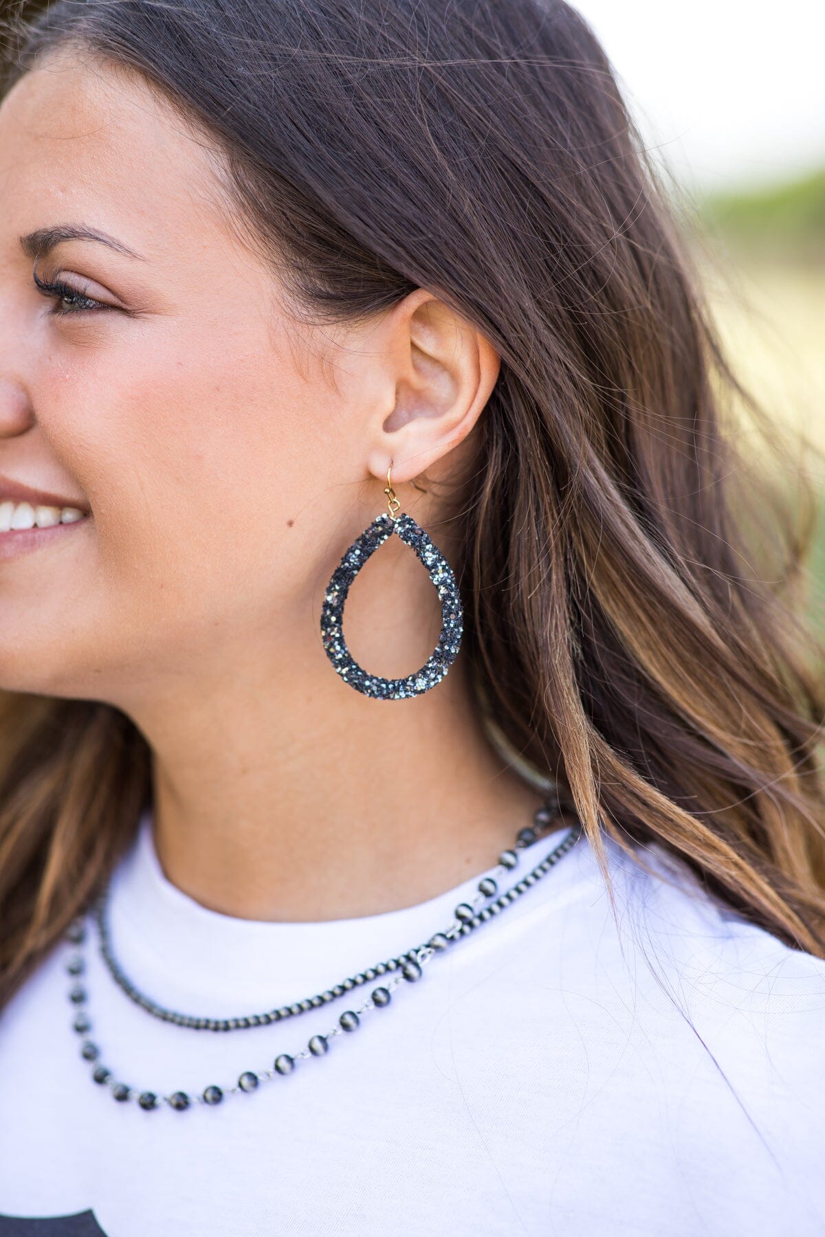 Graphite Sequin Teardrop Earrings - Filly Flair