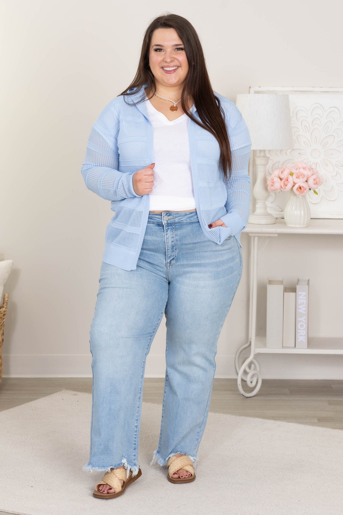 Pointelle Knit Hoodie Cardigans