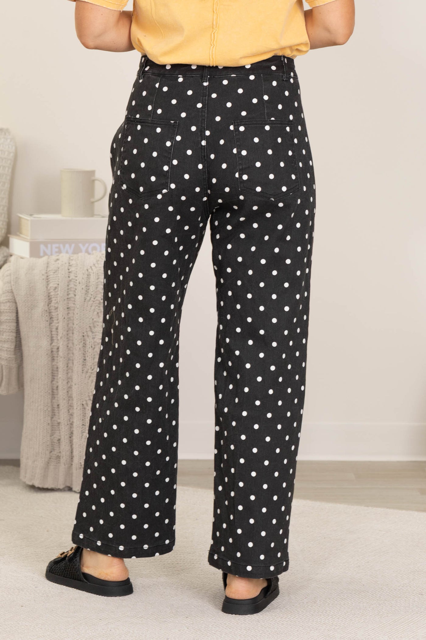 Vintage Polka Dot Wide Leg String Pants