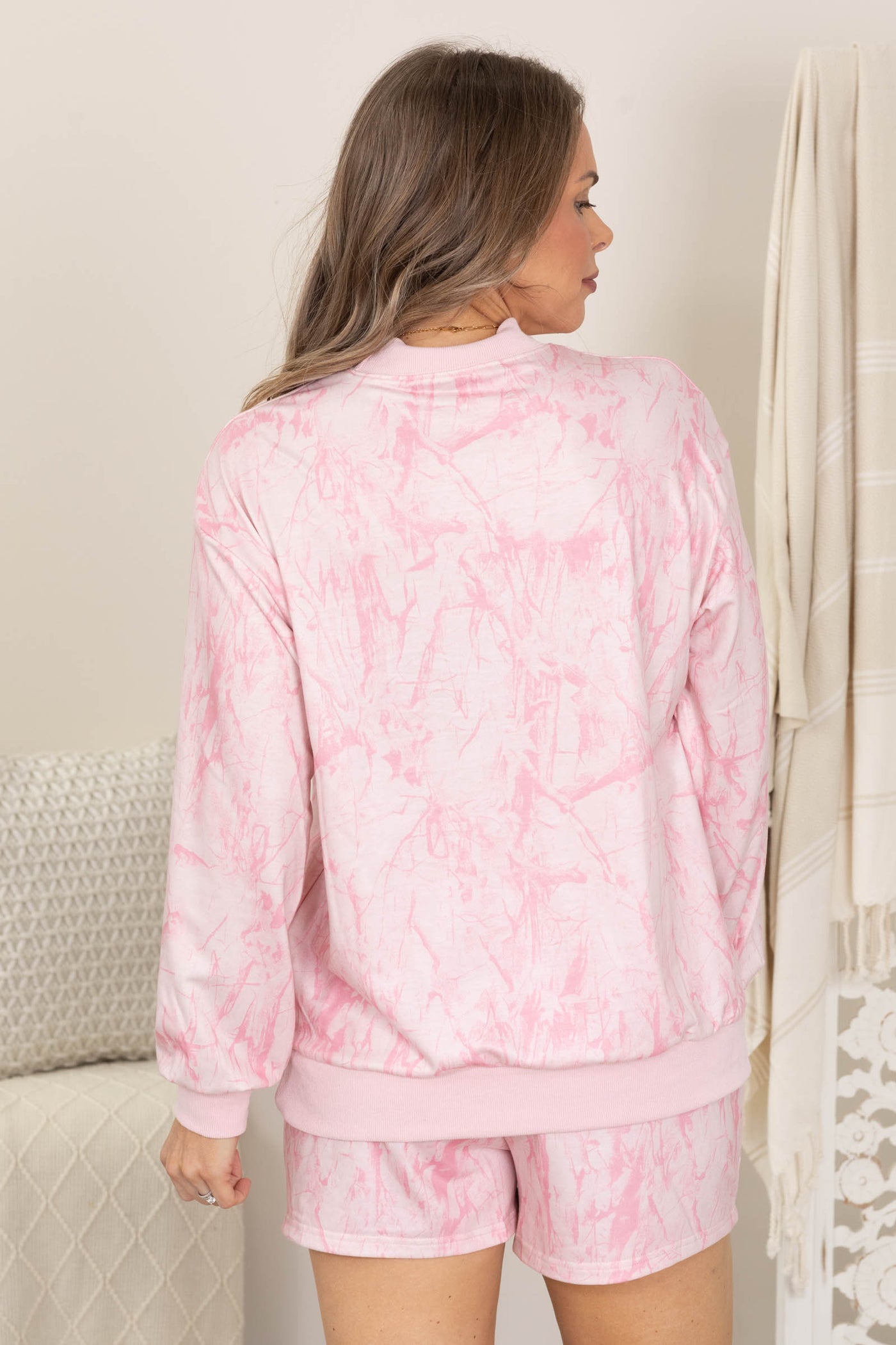 Pink Combo Mock High Waist Lounge Set