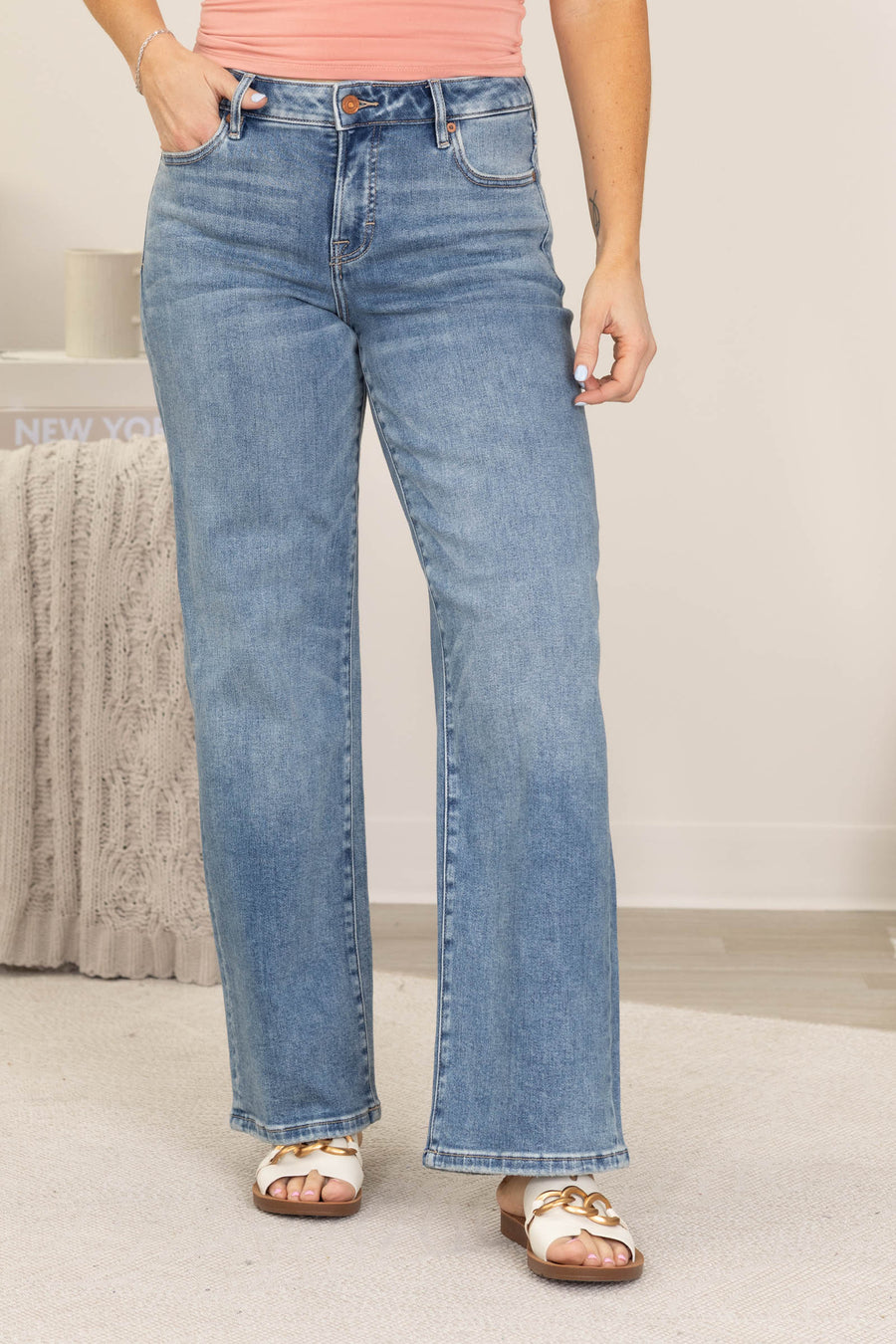 Hidden Logan Medium Wash Mid Rise Dad Jean