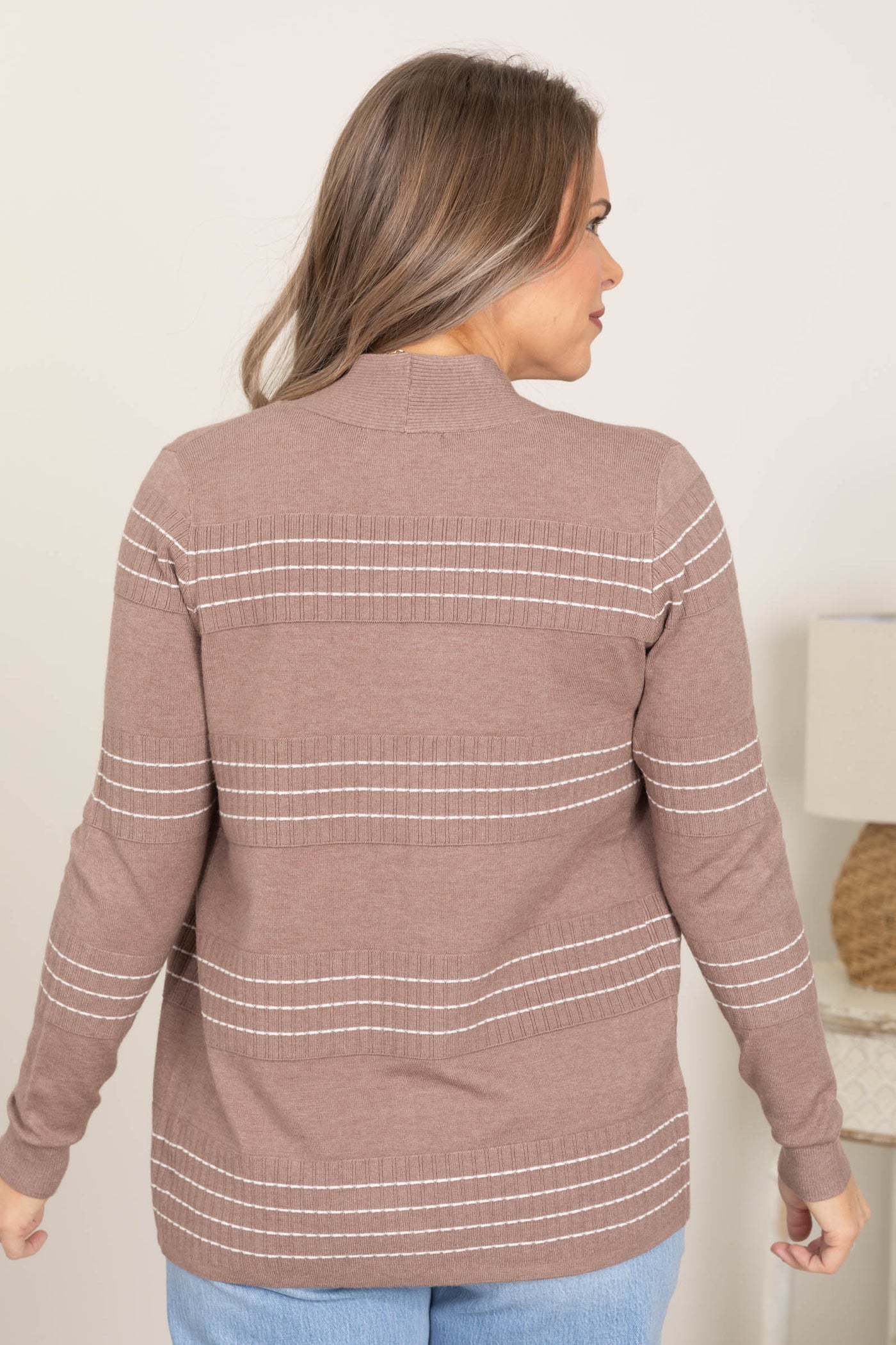 Stitch Striped Sweater Open Cardigans