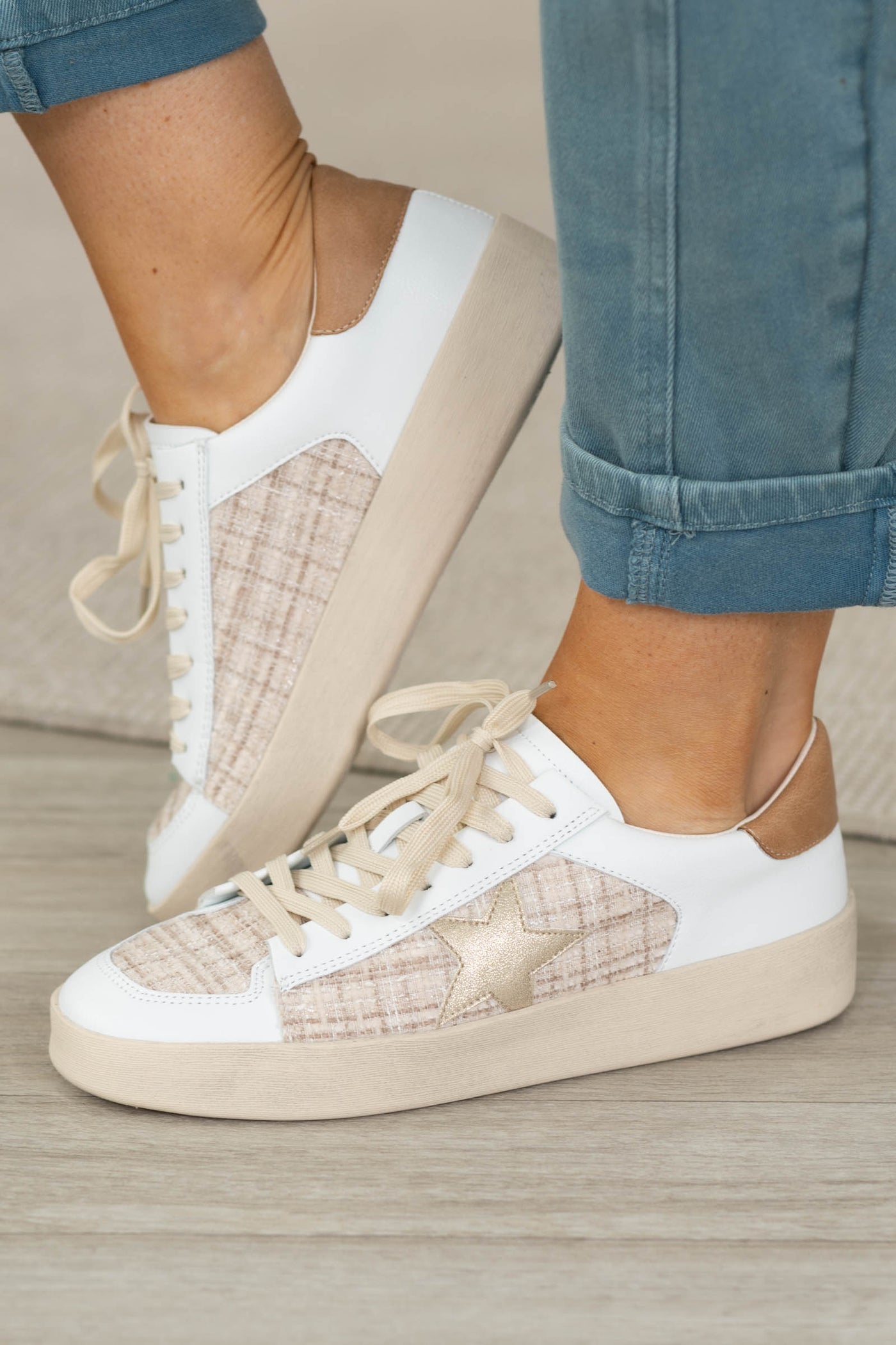 Corkys Sand Tweed Lace Up Sneakers