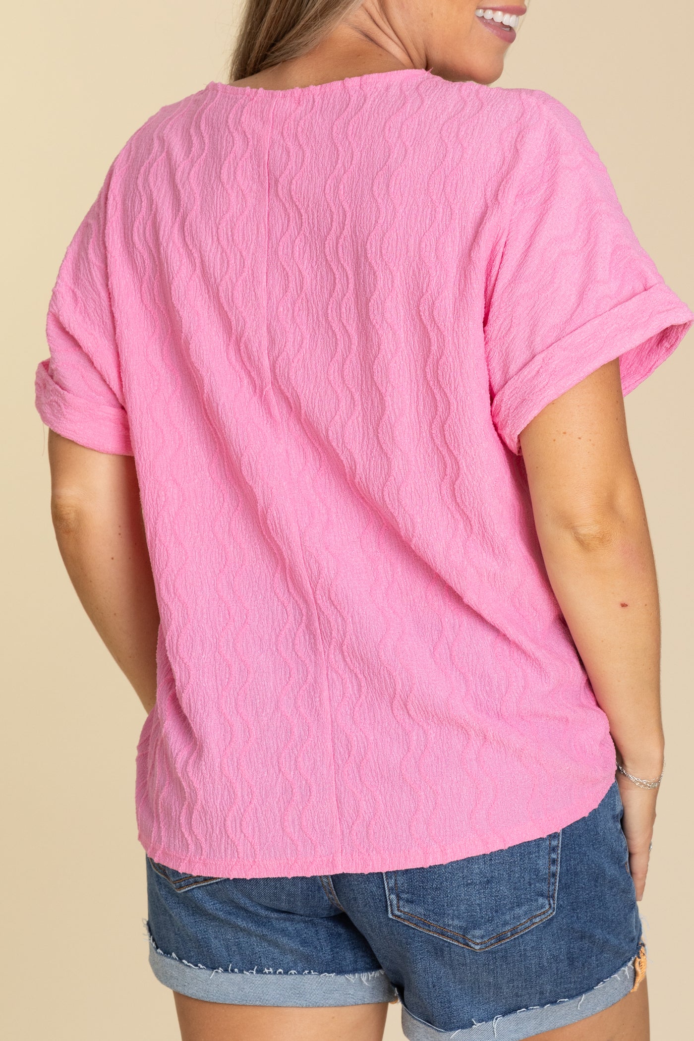 Textured Short Sleeve Top