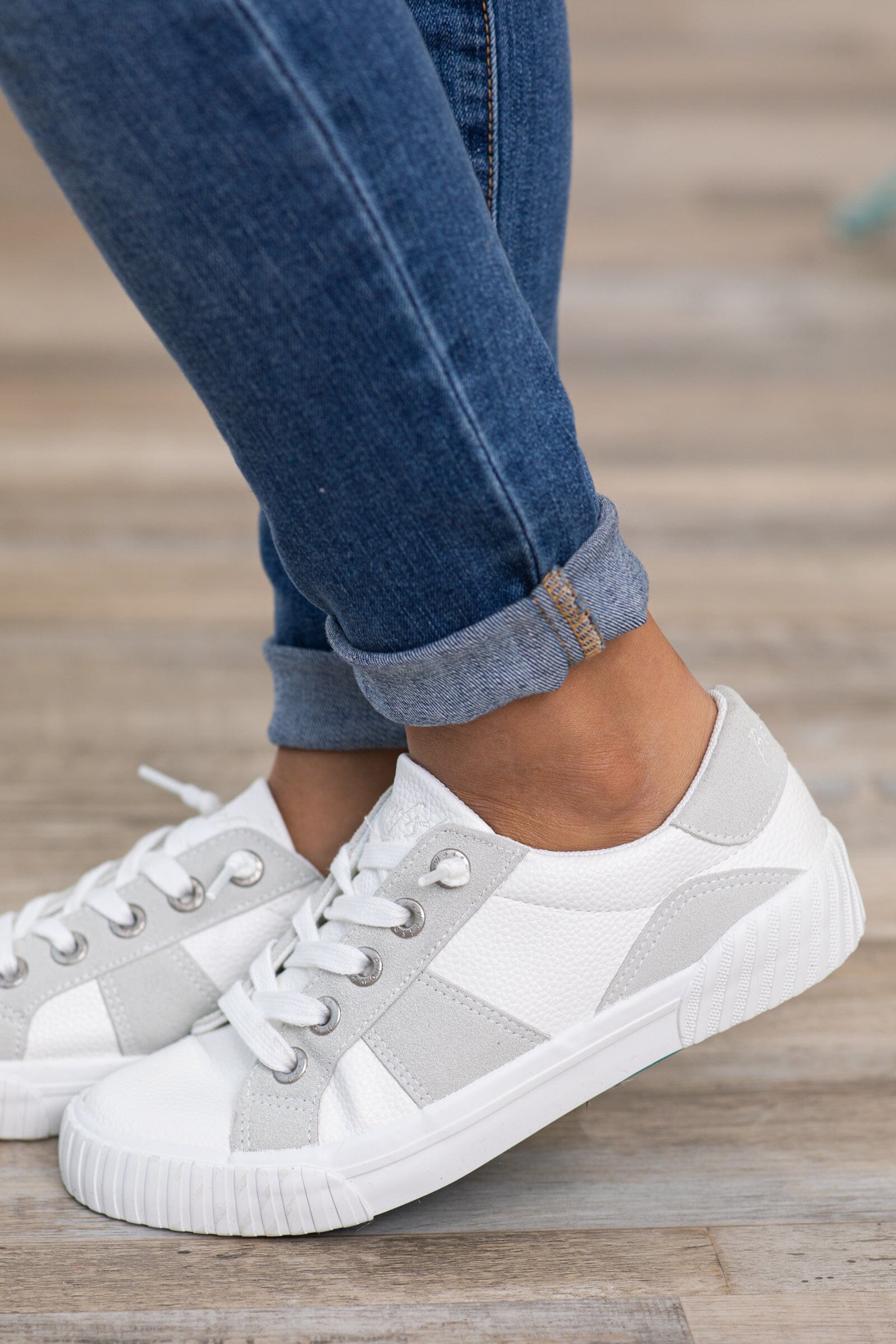 White and Grey Colorblock Sneakers - Filly Flair