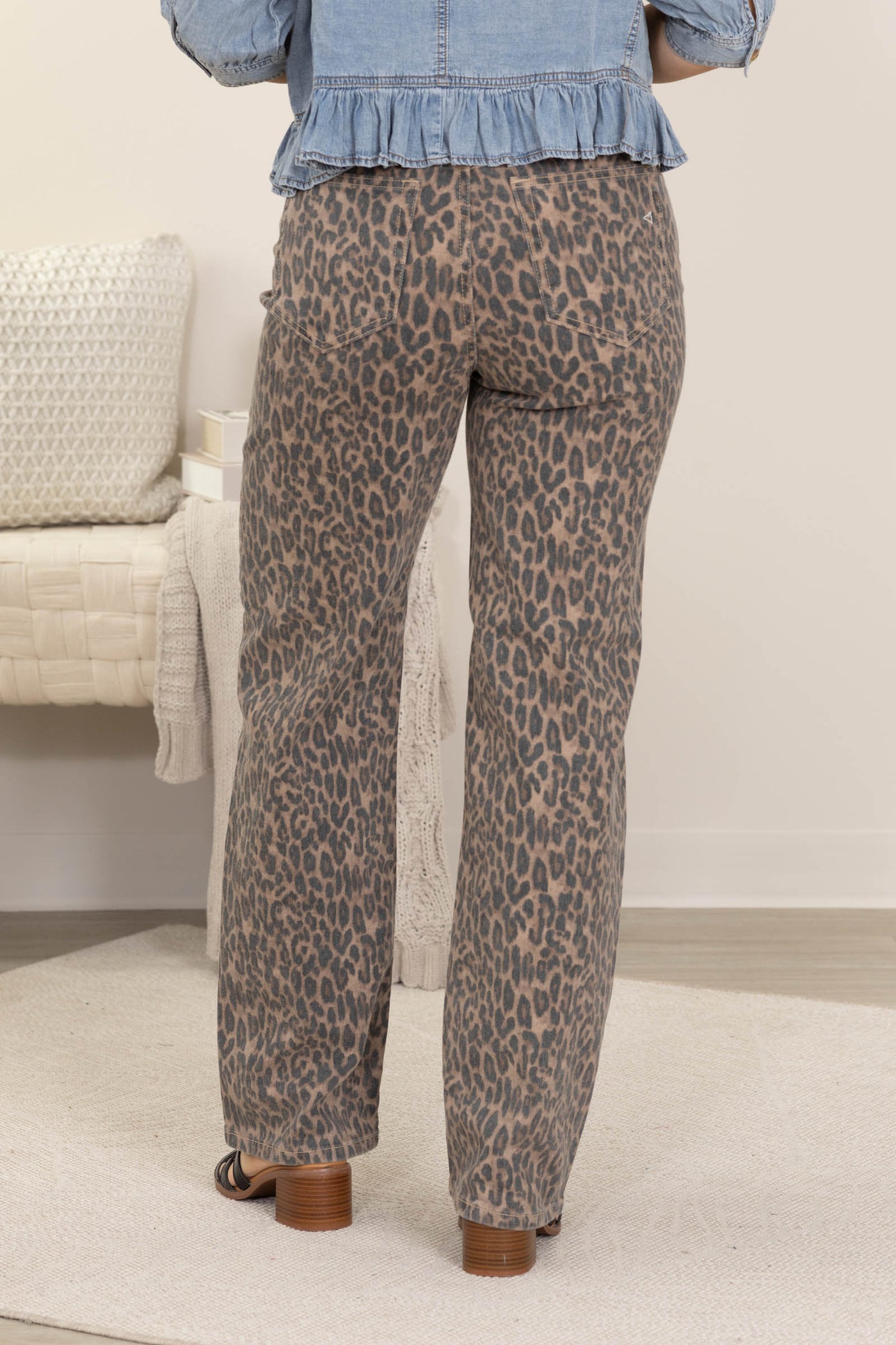 Hidden Ella Cheetah High Rise Straight Jeans