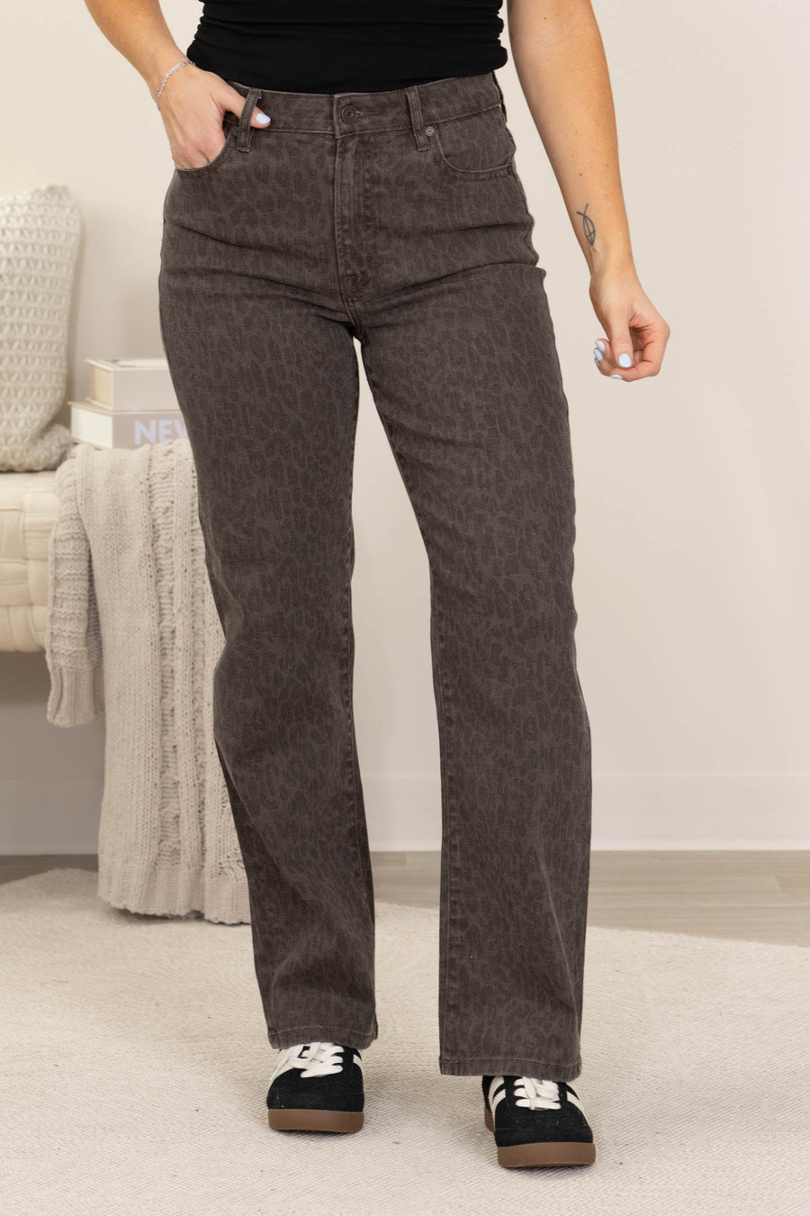 Hidden Brown Cheetah Ella Classic Straight Jean