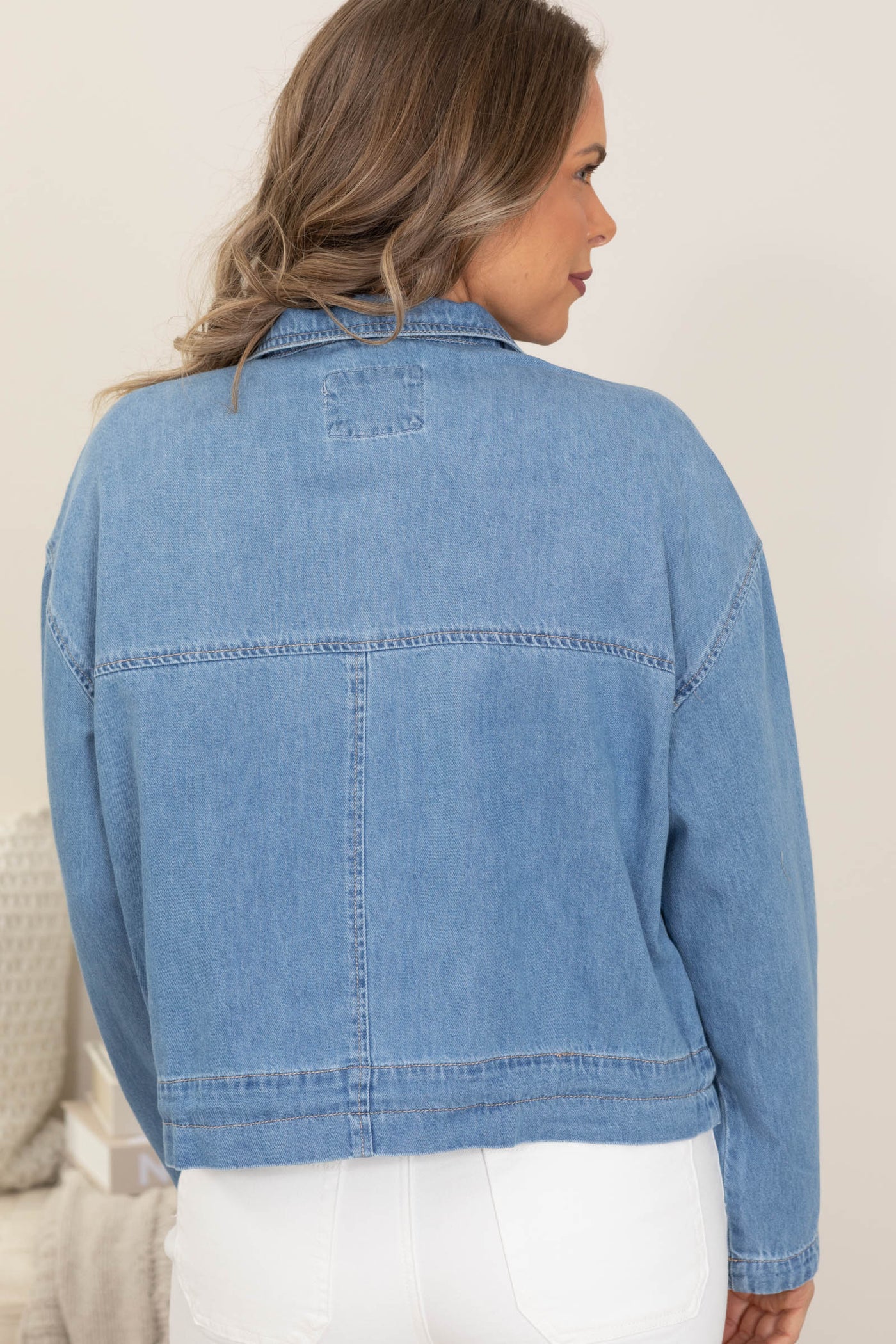 Risen Denim Jacket Cargo Pocket Waist String