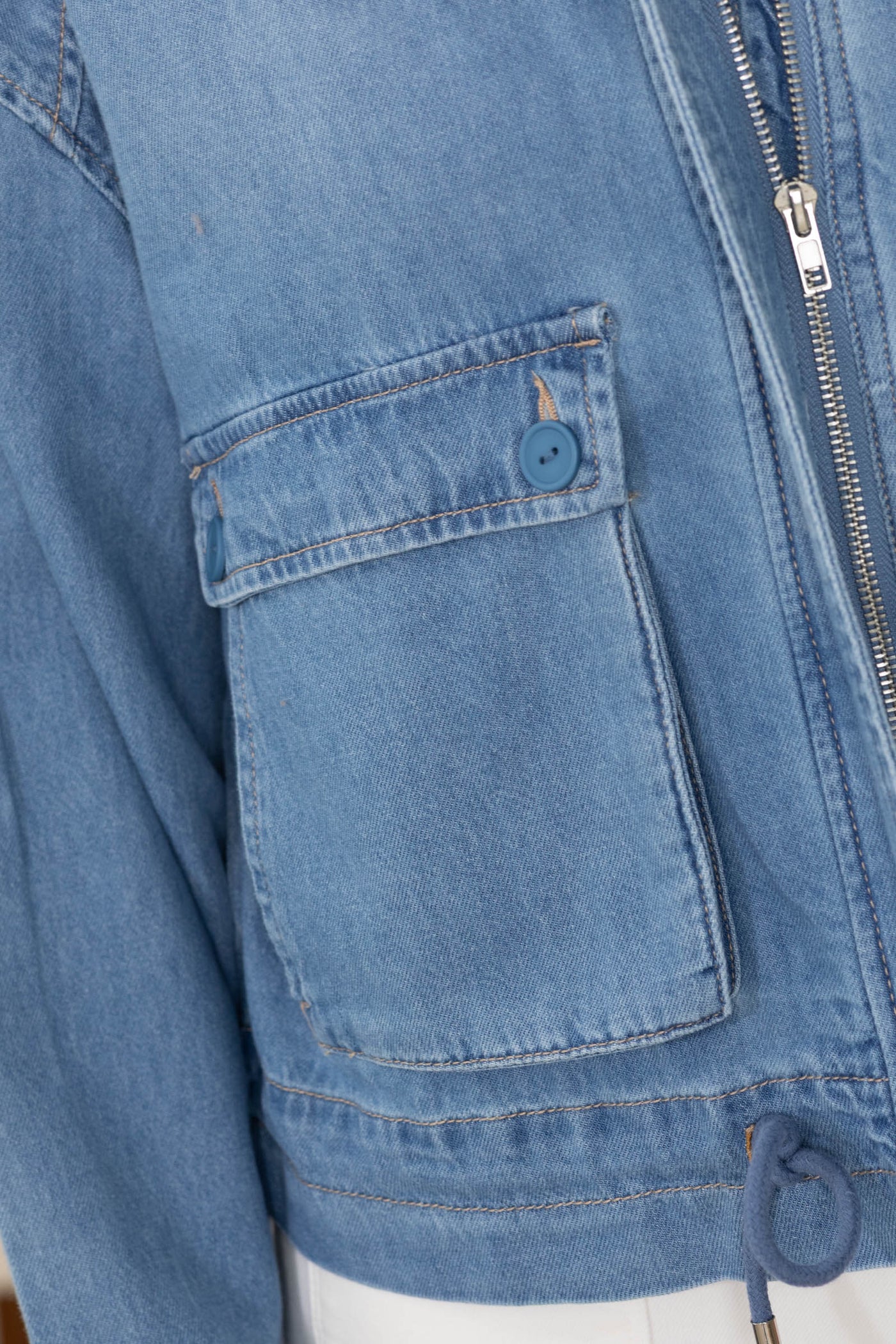 Risen Denim Jacket Cargo Pocket Waist String