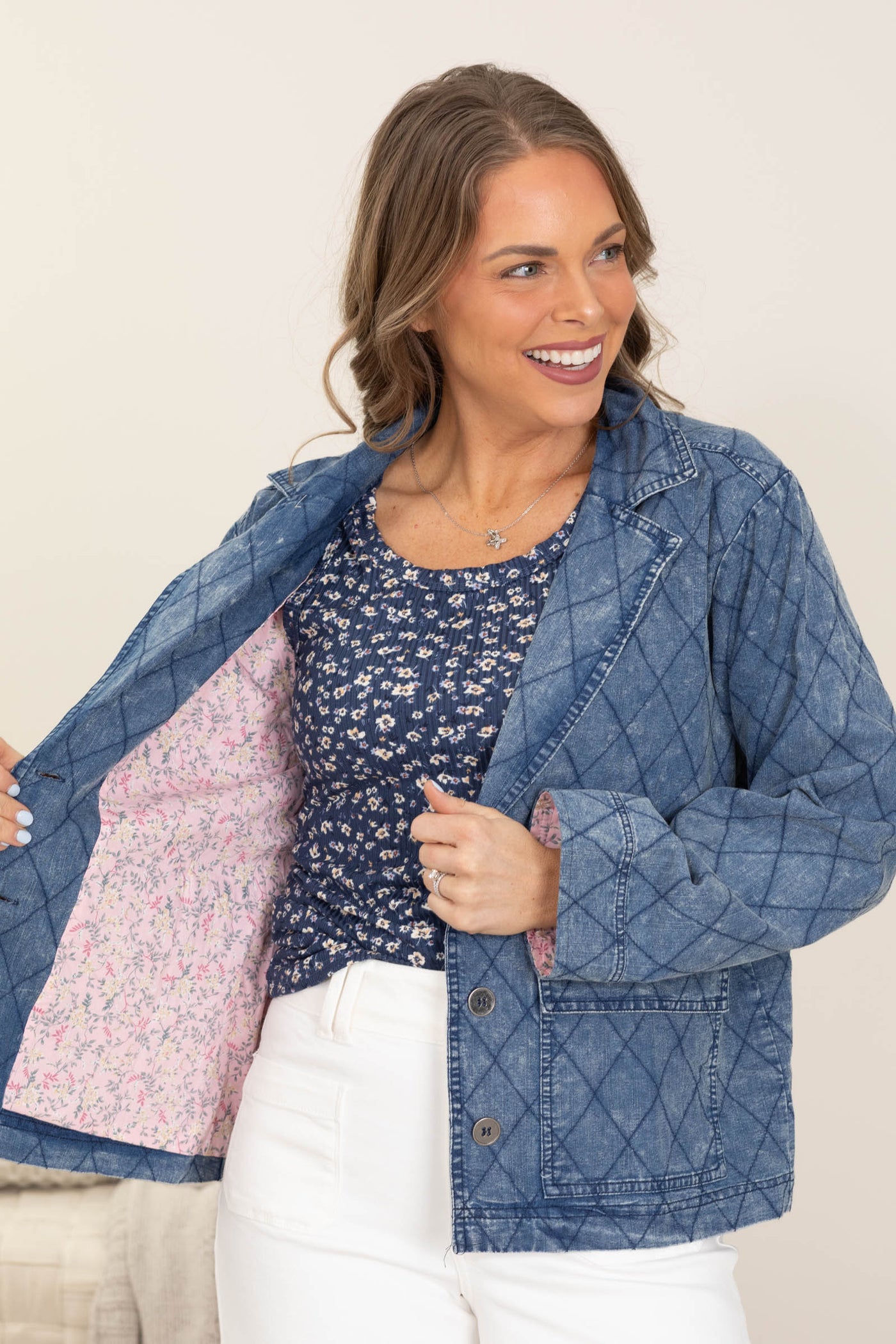 Washed Denim Quilted Jacket