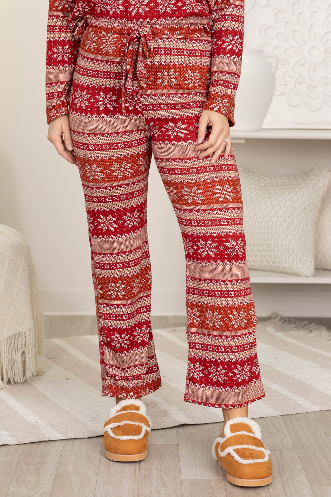 Red Snowflake Print 2 Piece Lounge Set