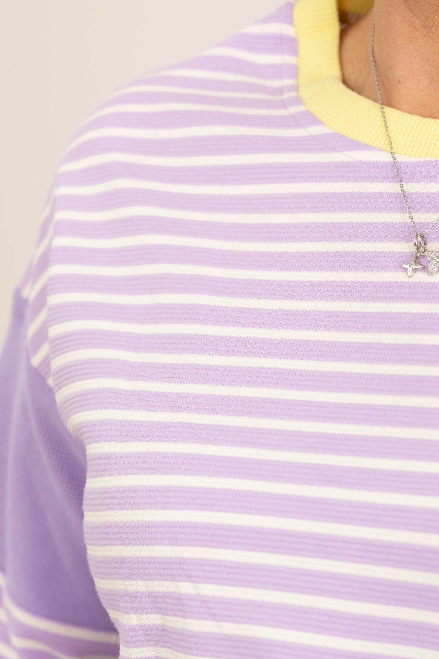 Periwinkle And Butter Yellow Trim Knit Top
