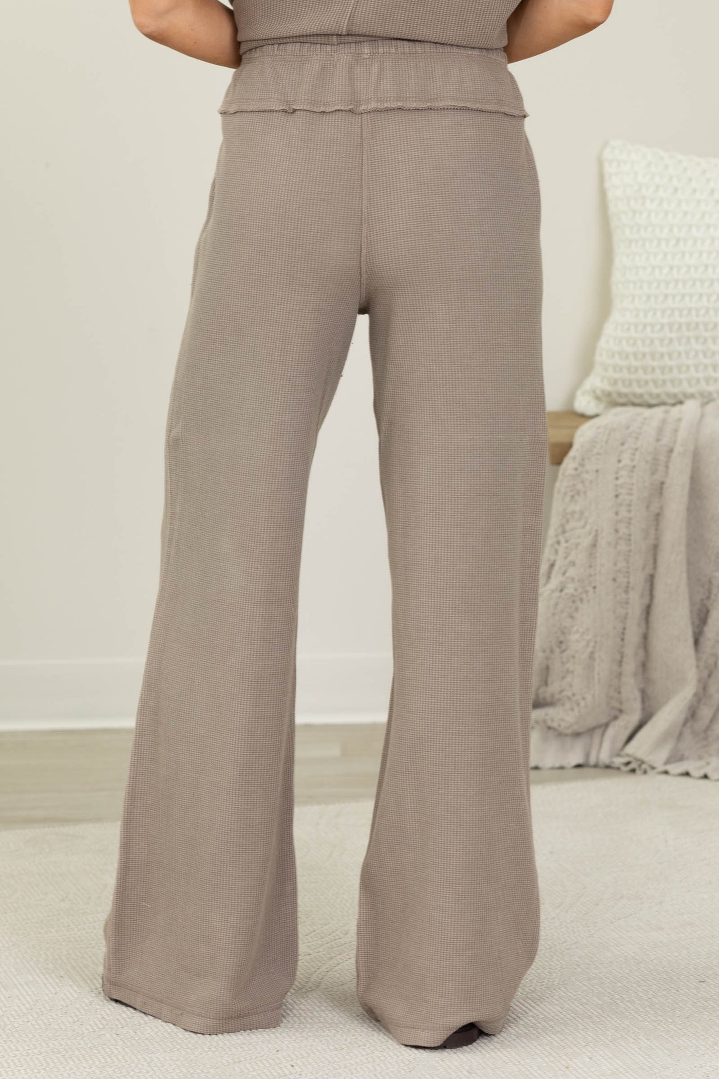 Mineral Washed Honeycomb Wide Leg Pants