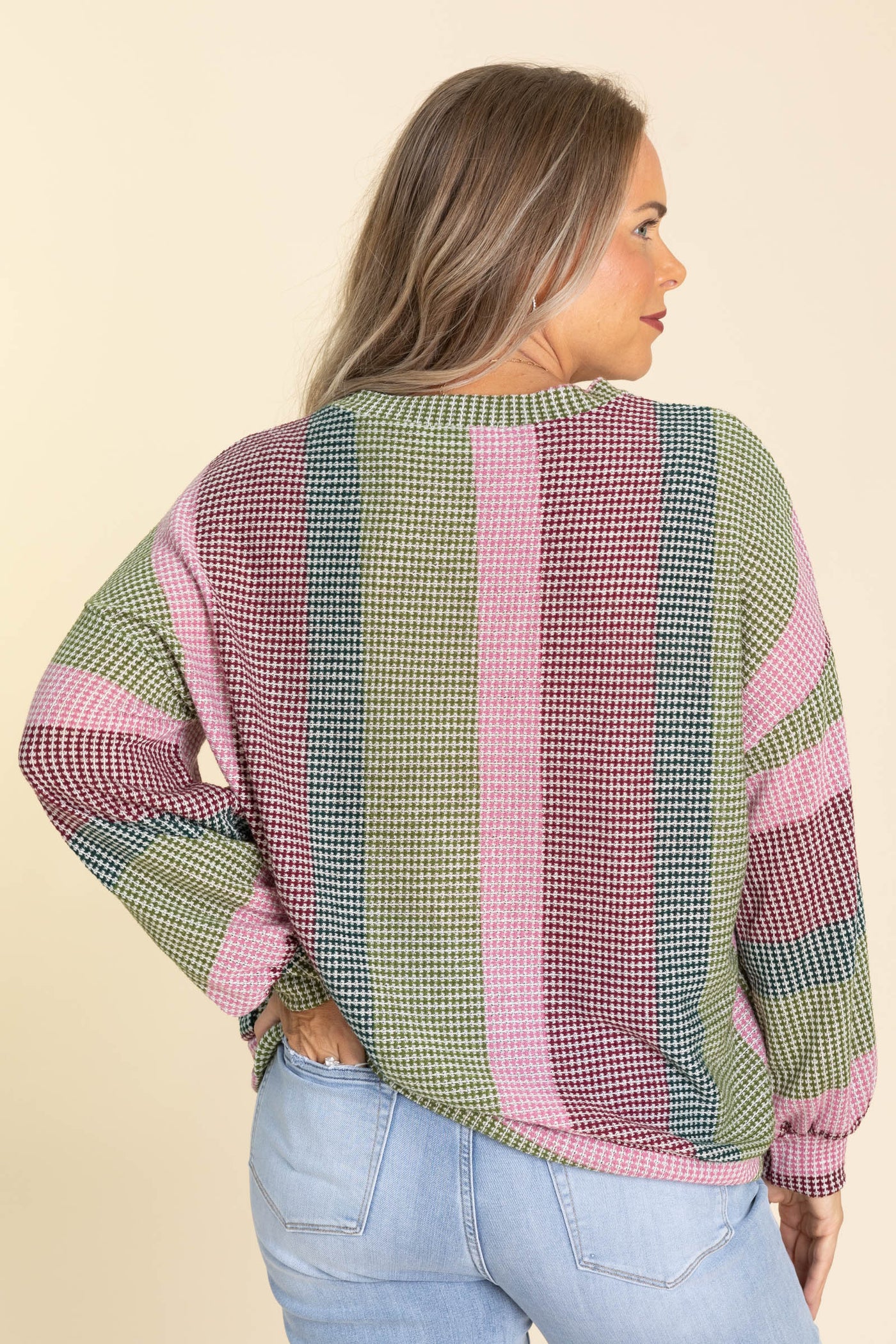 Loose Fit Multi Color Waffle Knit Tops