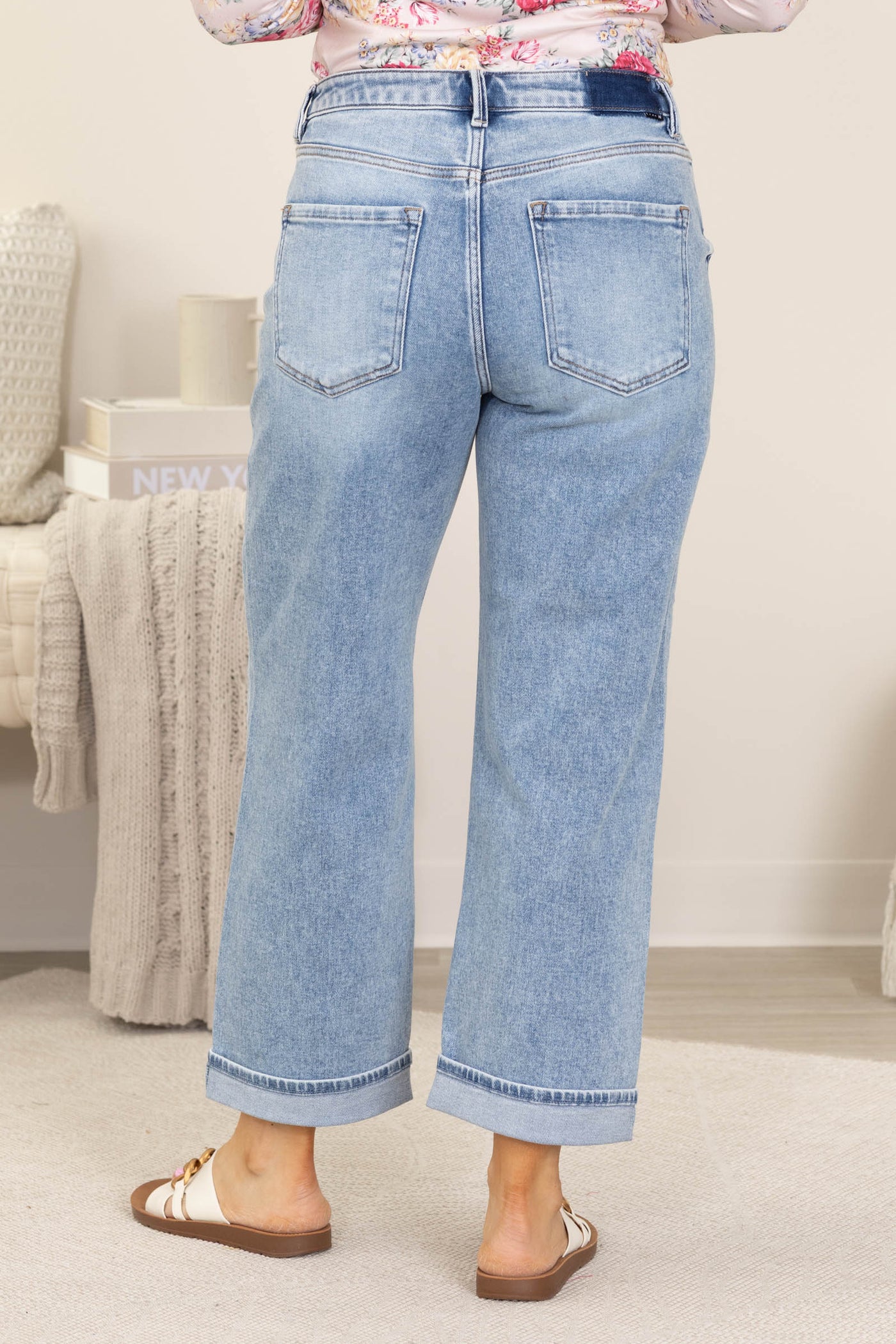 Risen Light Ankle Boyfriend Turn Up Cuffed Jean